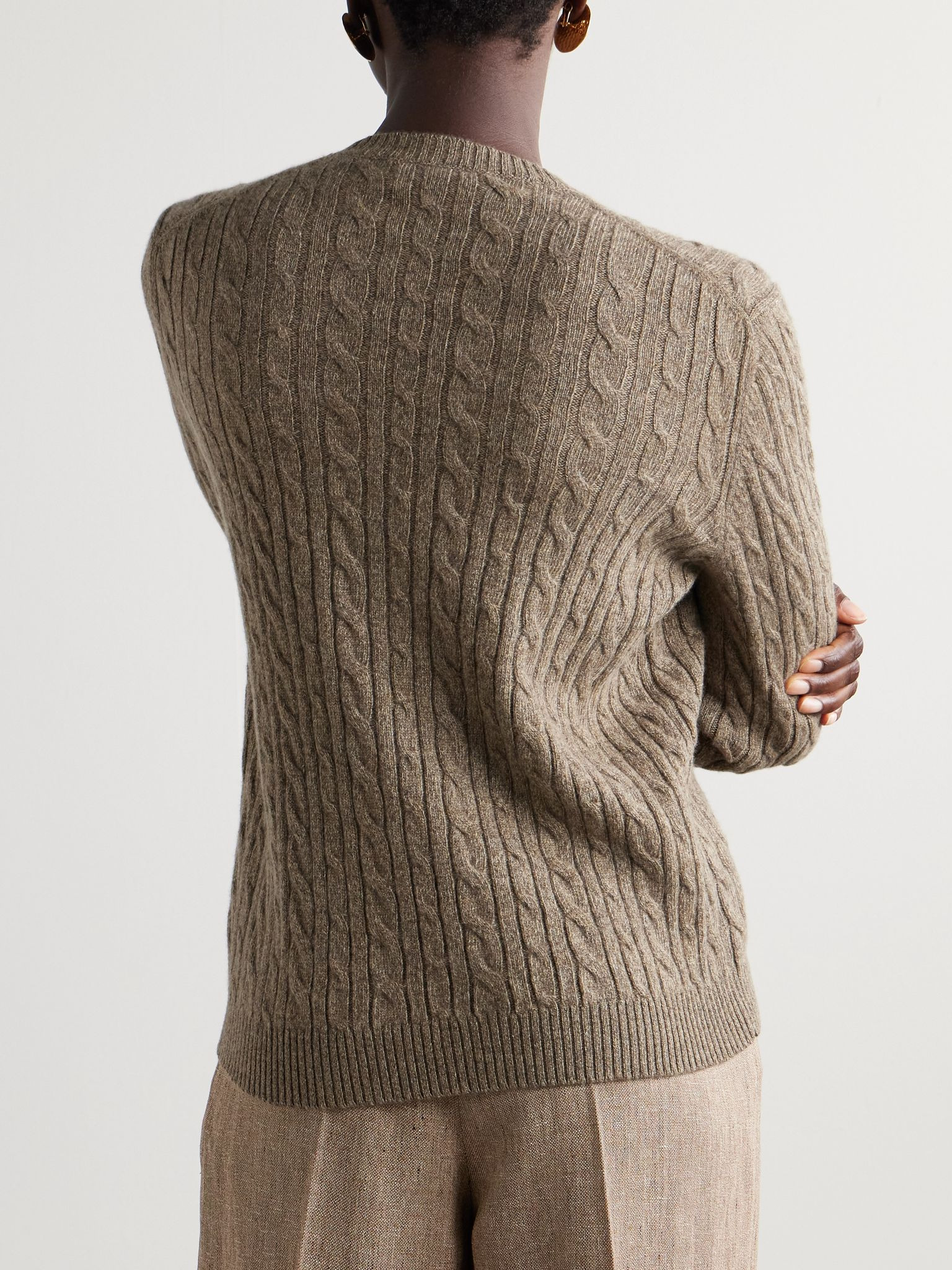 Cable-knit cashmere sweater Brown - 4