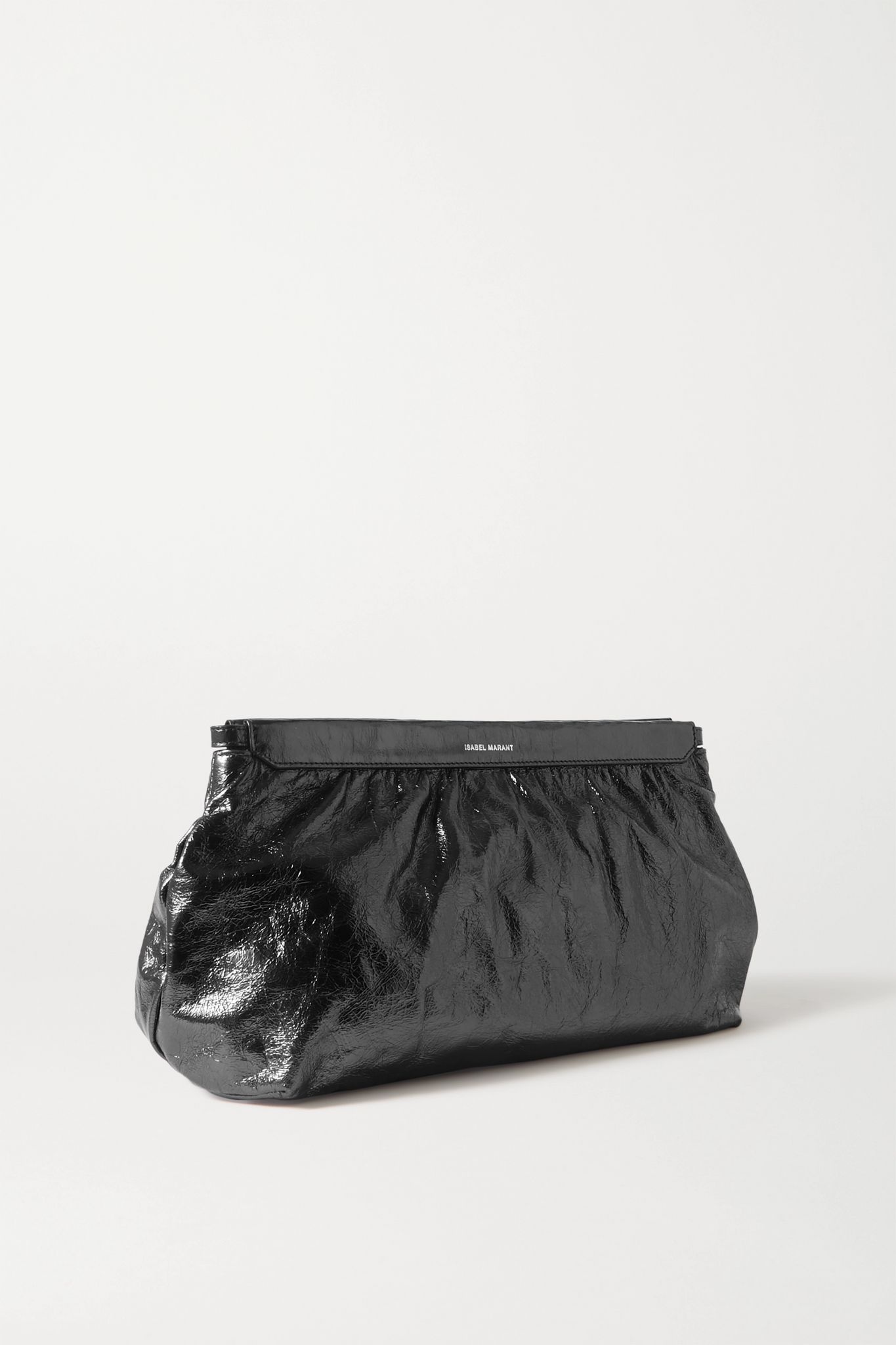 Luz studded metallic crinkled-leather clutch - 3