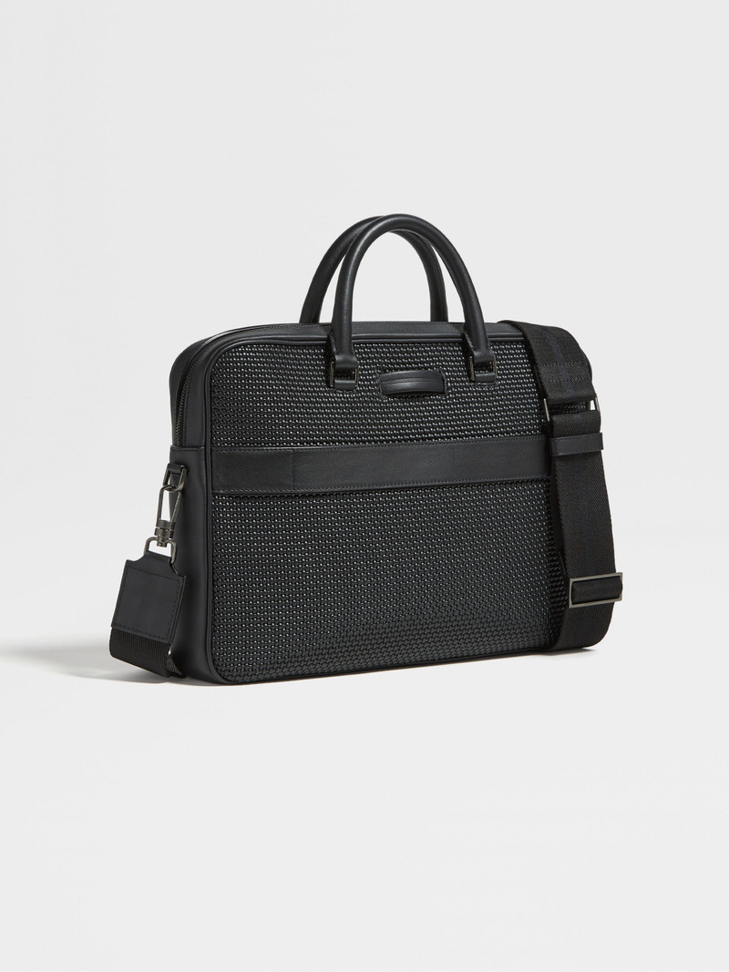 BLACK PELLETESSUTA™ LEATHER EDGY BUSINESS BAG 3