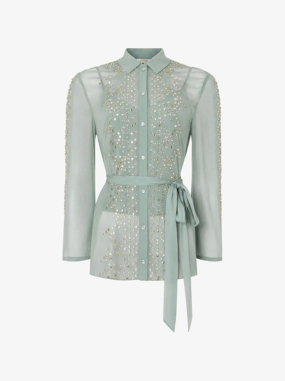 Oberon crystal-embellished belted shirt - 1