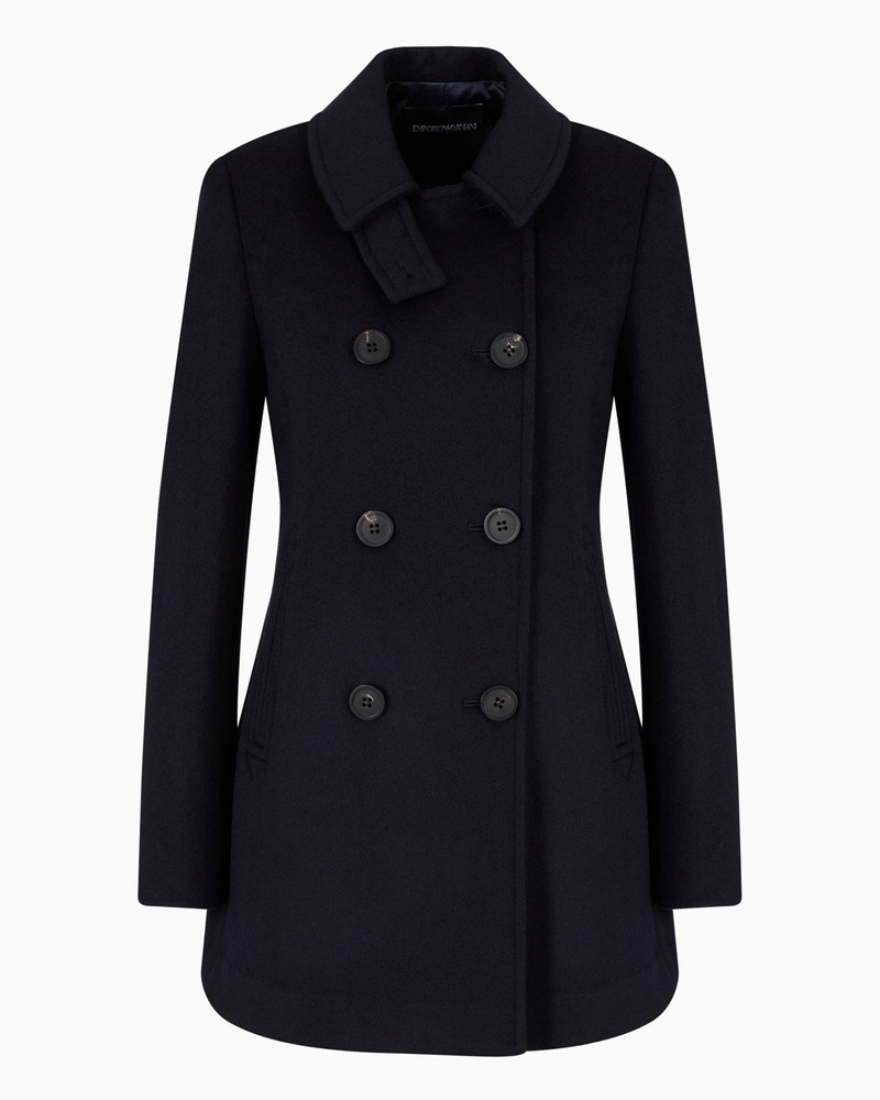 Double-breasted pea coat in Casentino wool 1