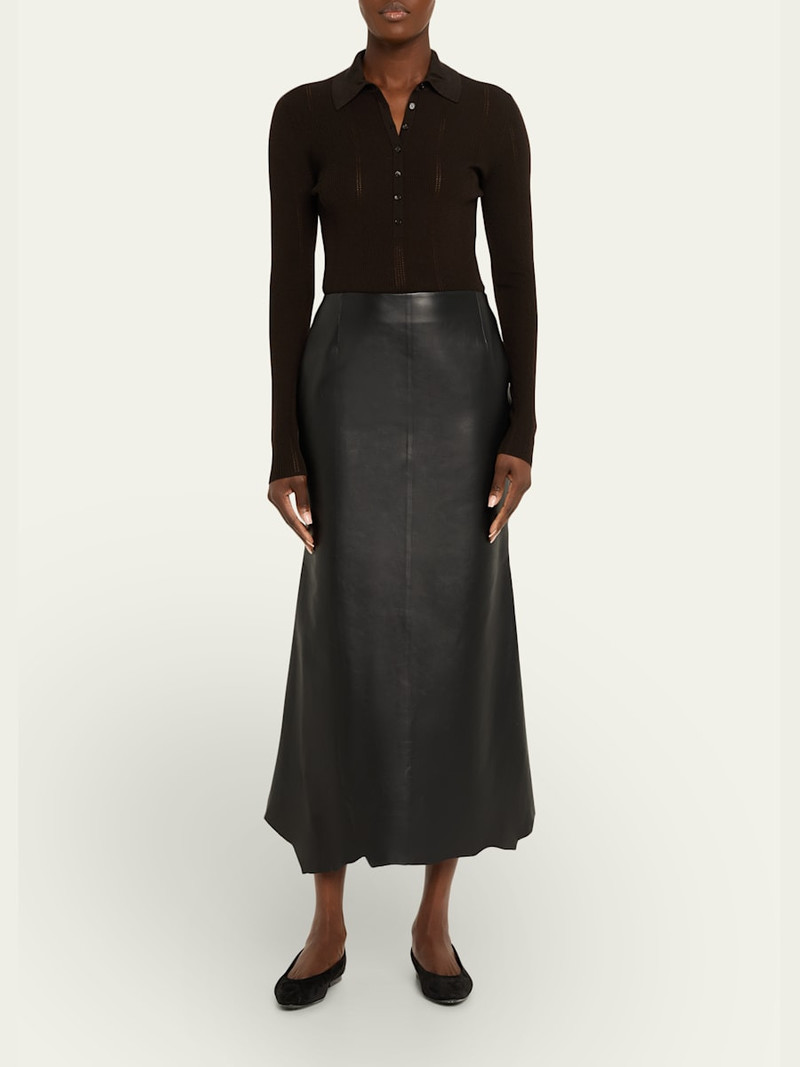 GABRIELA HEARST Sophia Rib Knit Long-Sleeve Polo Shirt outlook