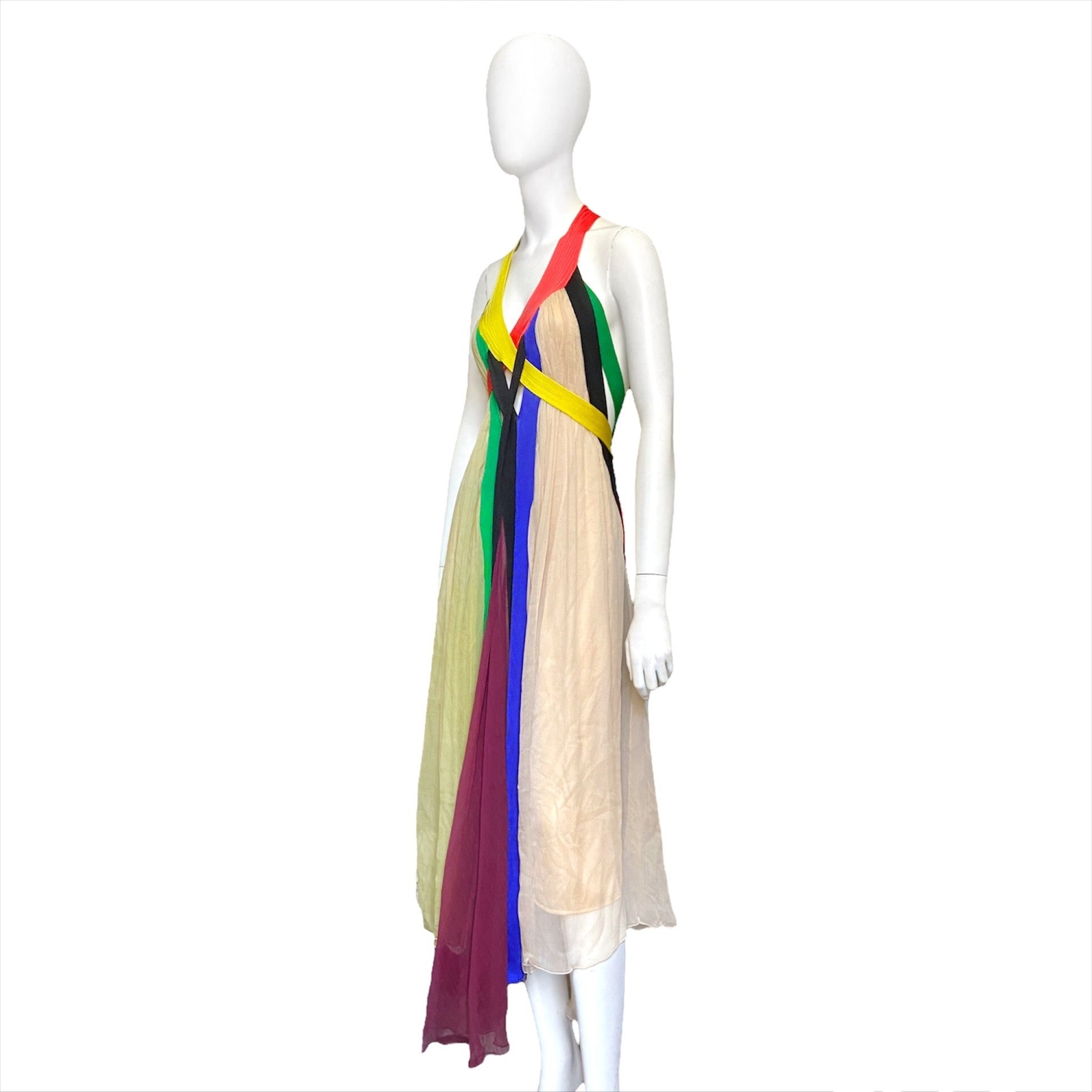 Jean Paul Gaultier Spring 2009 Sex And The City 2 Rainbow Plunging Neckline Cutout Open Back Maxi Dr - 9