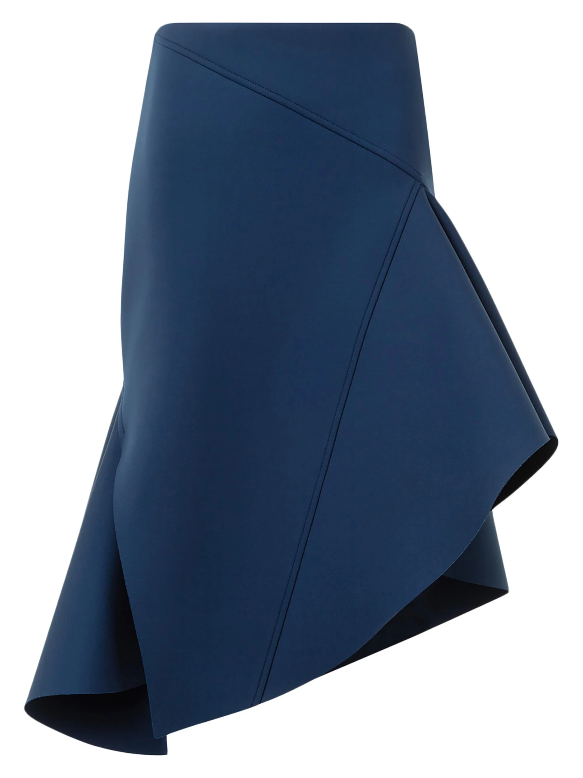 Women's Neoprene Asymmetric Flared Skirt - Denim Blue - 1