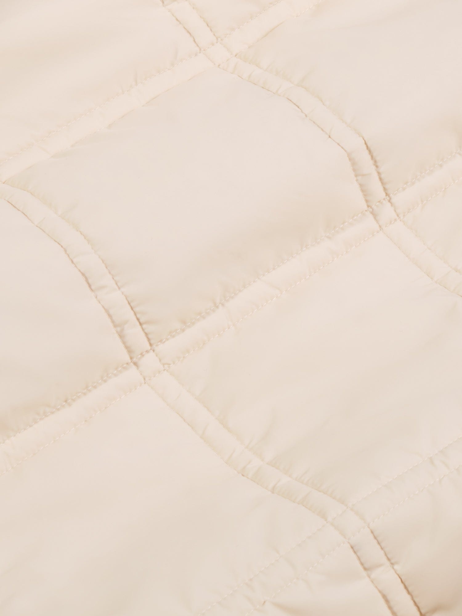 Womens Flower-Warmth Quilted Collarless Jacket - Sand - 3