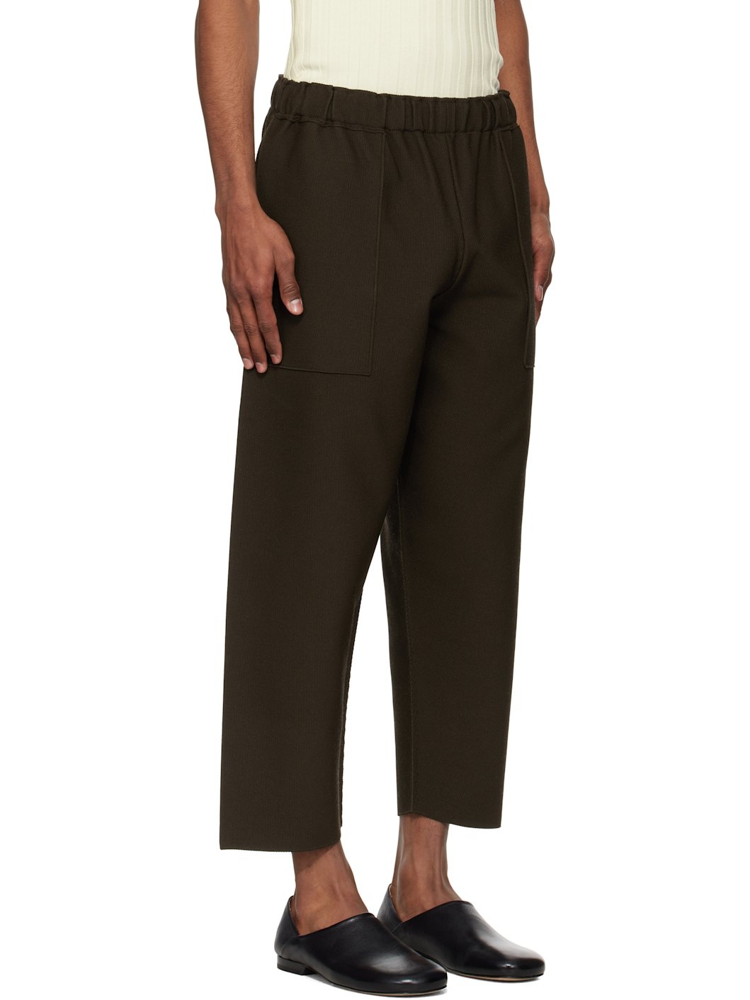 Brown Inlaid Knit Sweatpants - 2