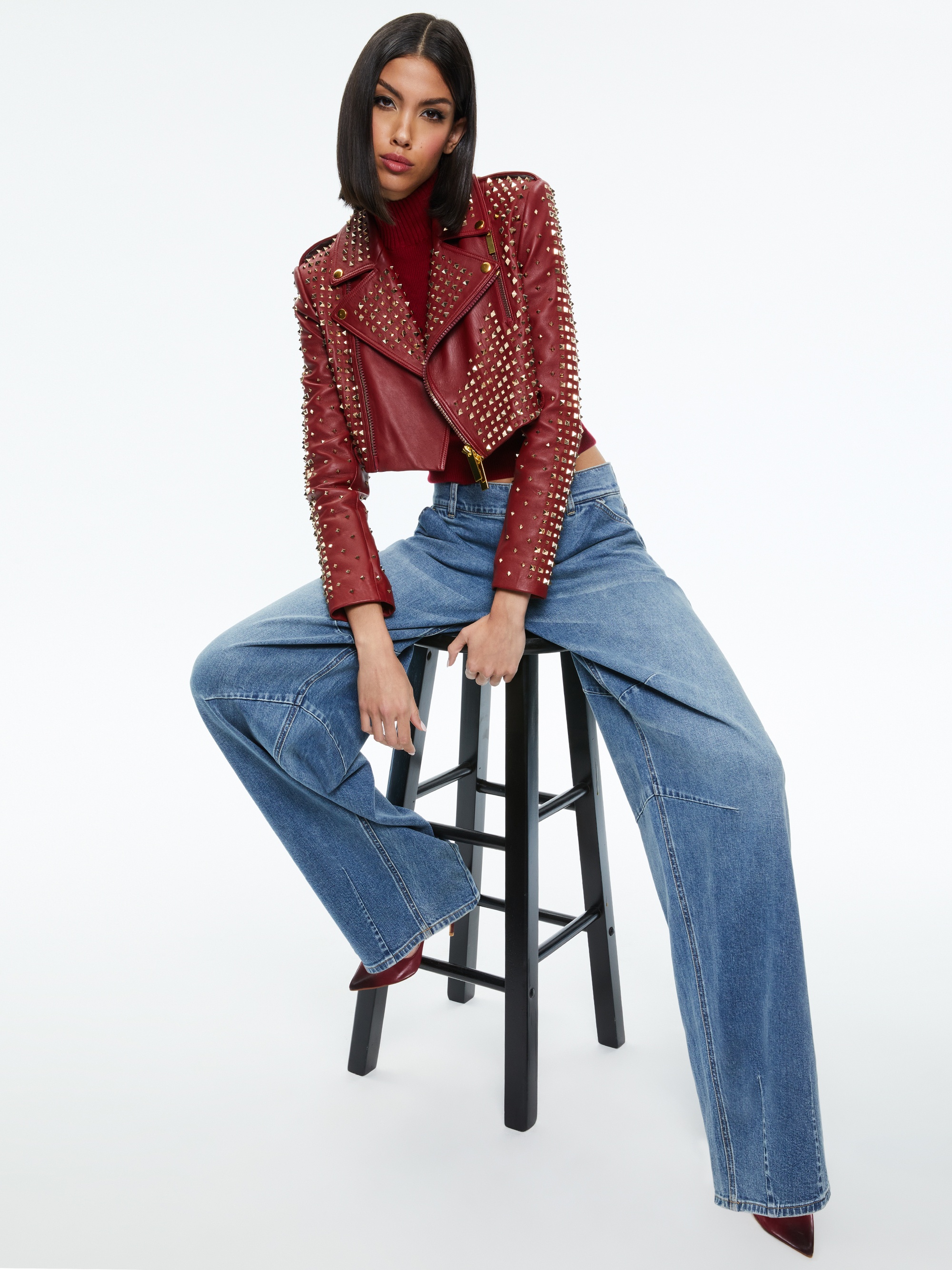 KRISHNA LEATHER CROPPED MOTO JACKET - 3