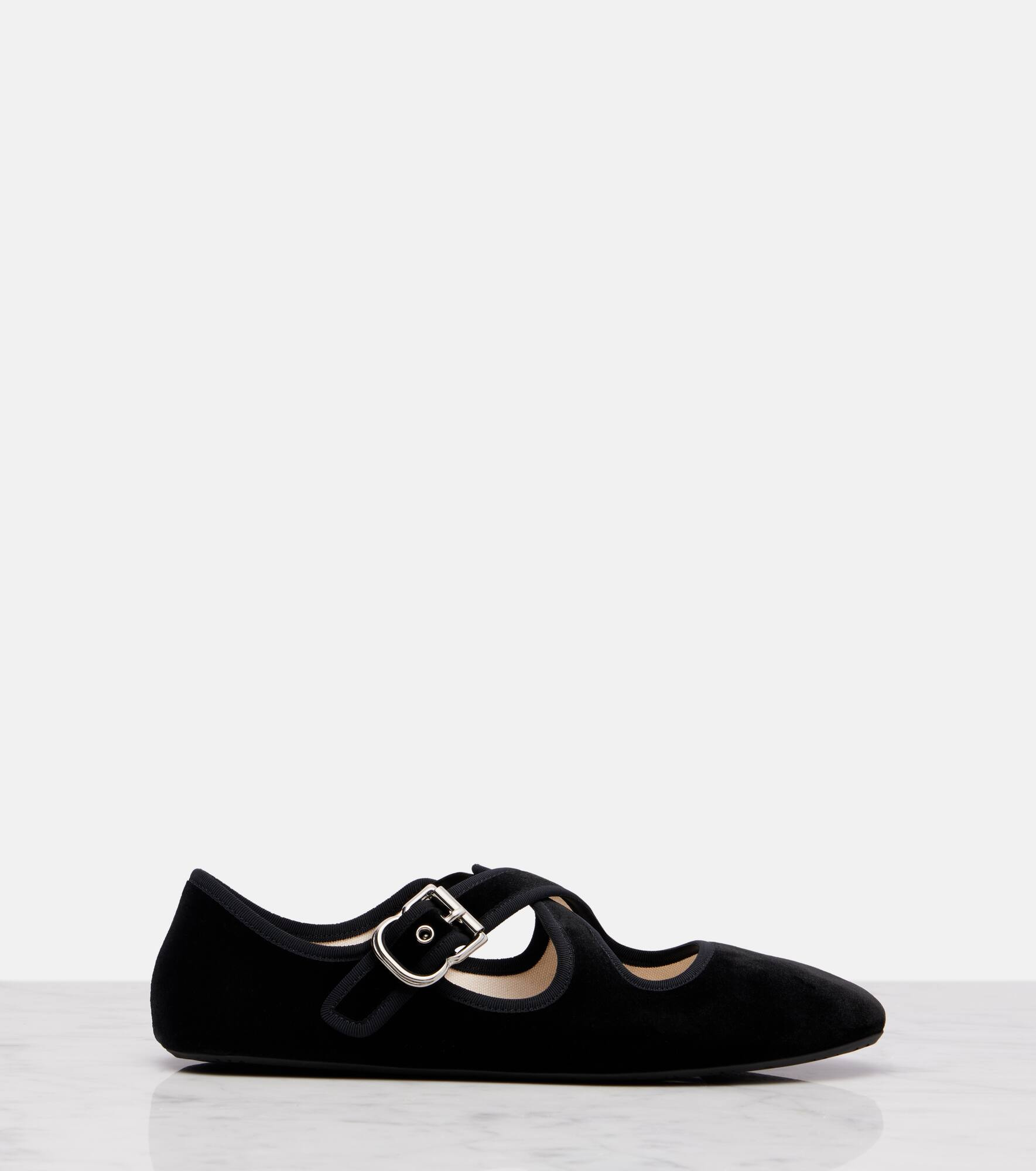 Criss Cross velvet Mary Jane flats - 4