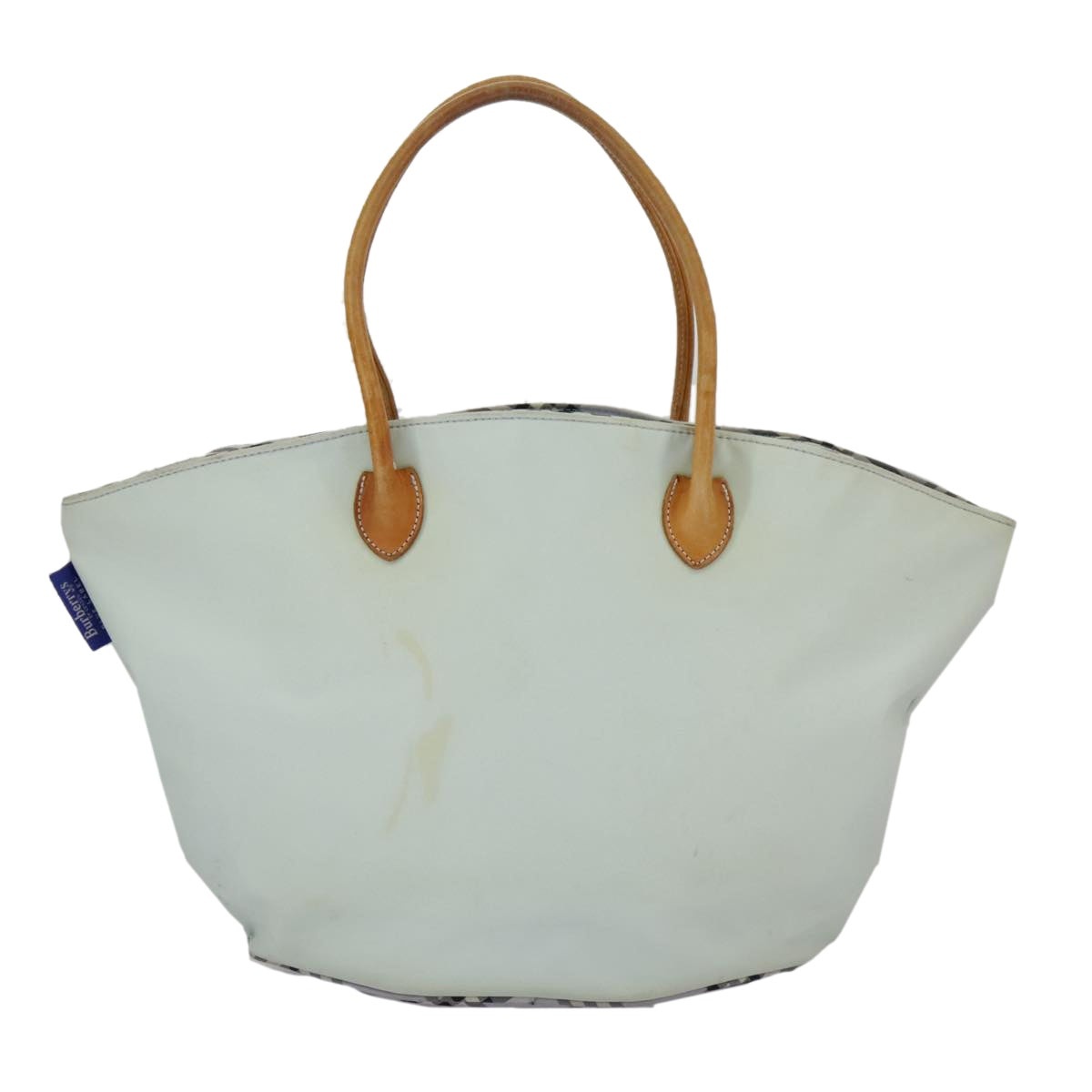Burberry Blue Label Tote Bag Nylon Leather Light Blue Brown Silver - 2
