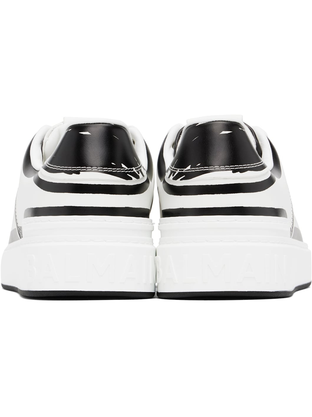 White B-Court Printed Calfskin Sneakers - 2