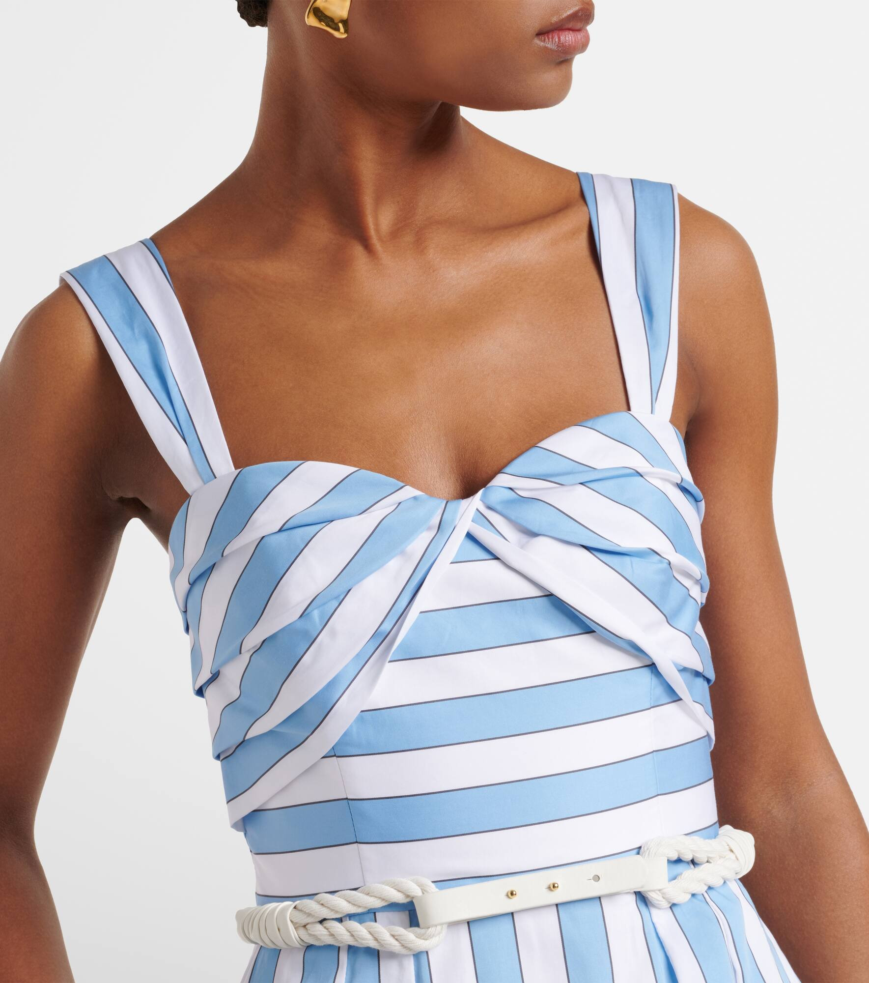 Nilah striped belted cotton midi dress - 4