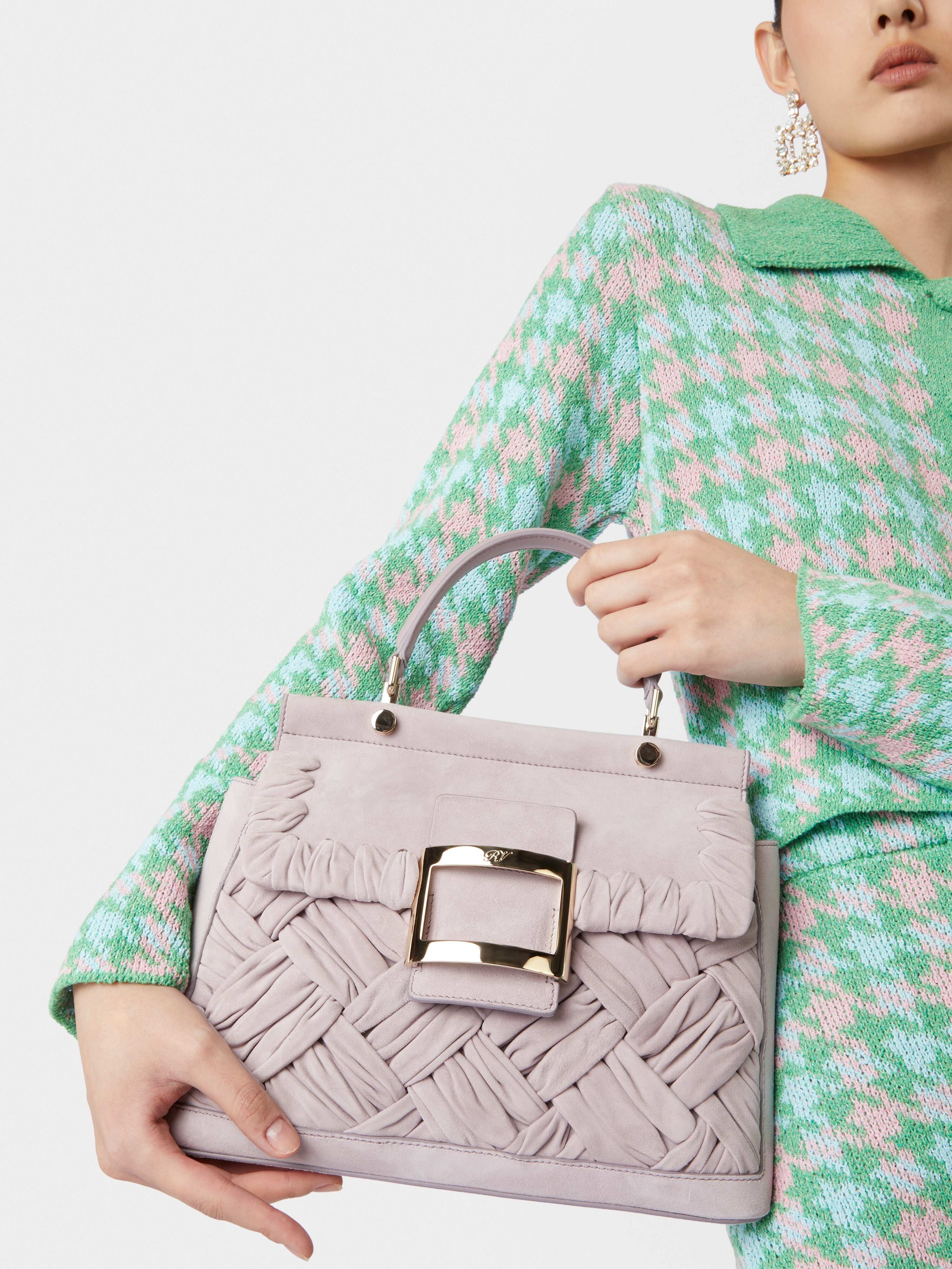 Viv' Cabas Foulard Metal Buckle Bag in Suede - 9