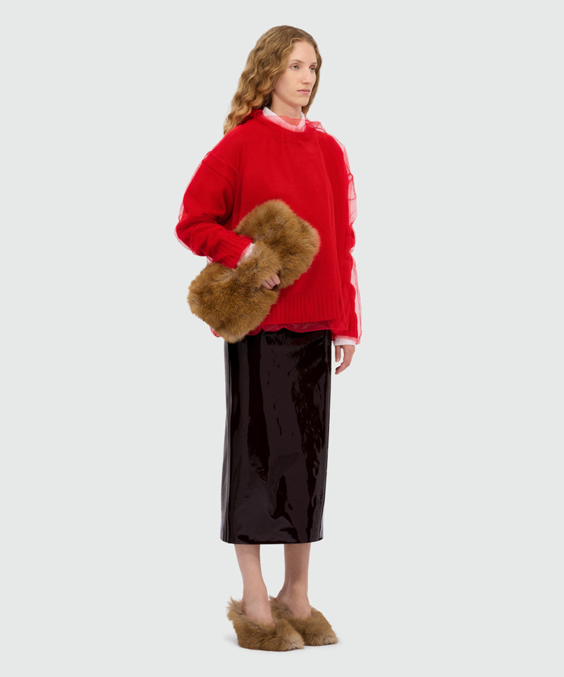 Brown vinyl midi skirt 4