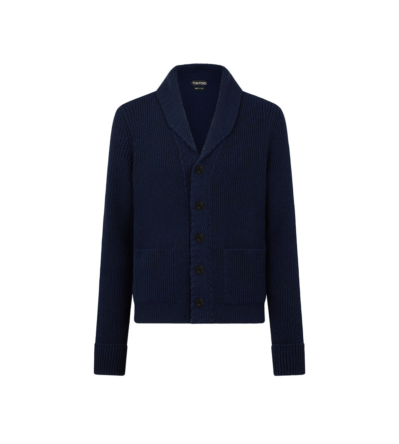 CASHMERE SHAWL COLLAR CARDIGAN 1