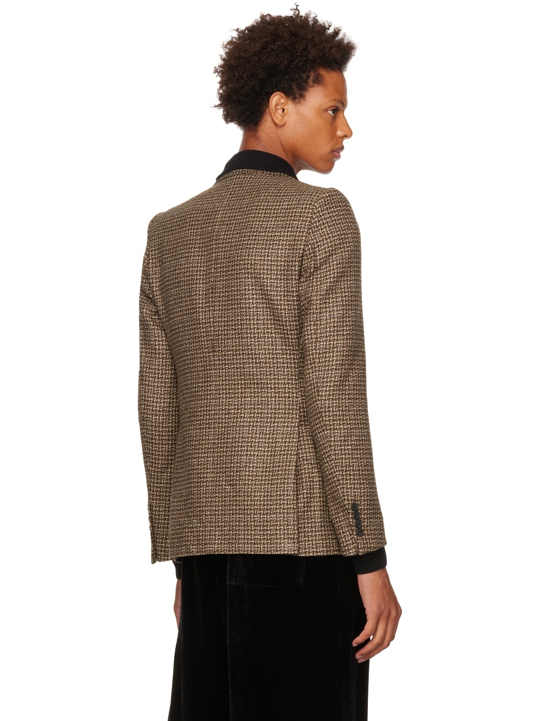 Brown Houndstooth Blazer - 3