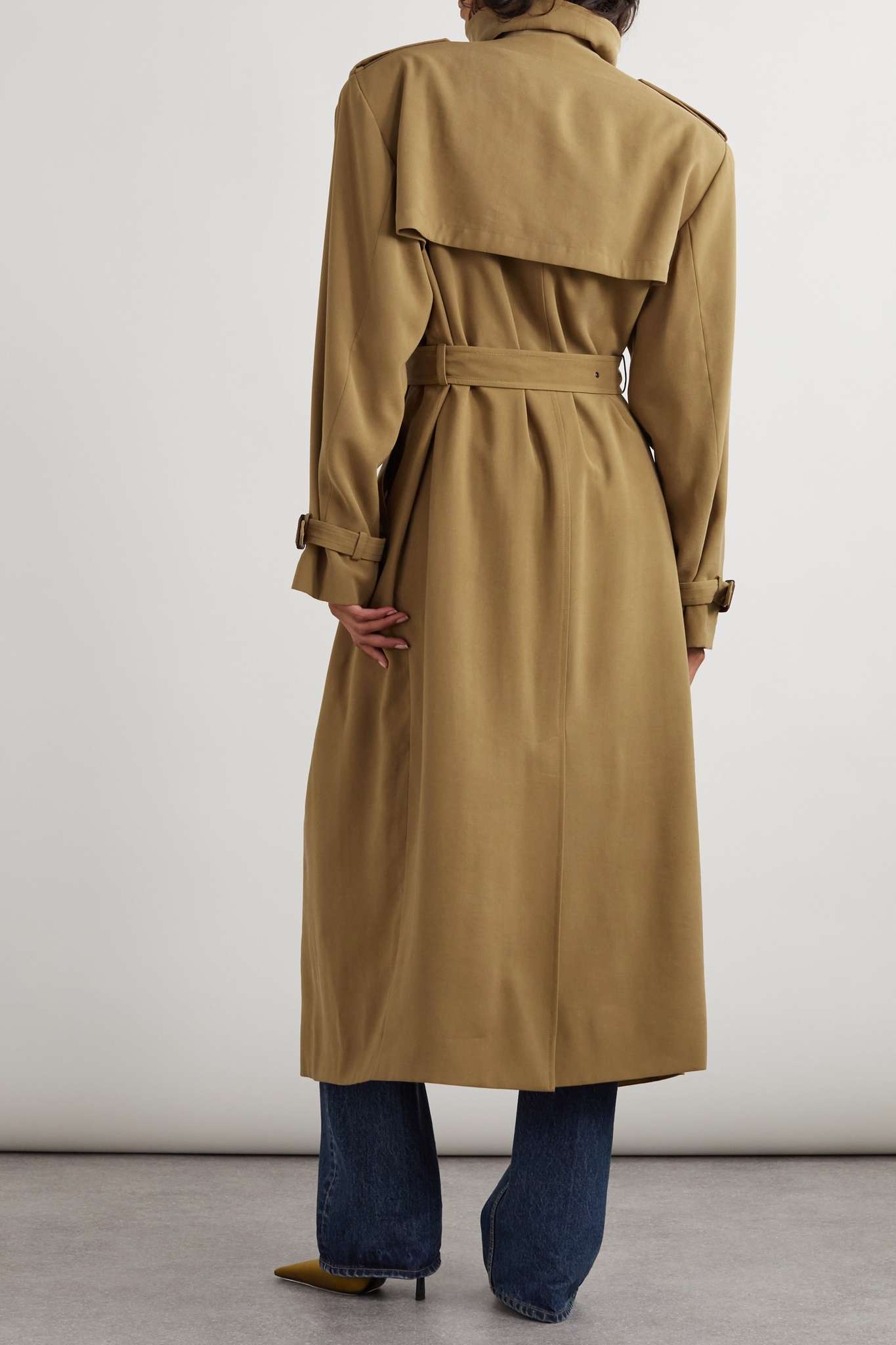 Double-breasted belted twill trench coat - 4