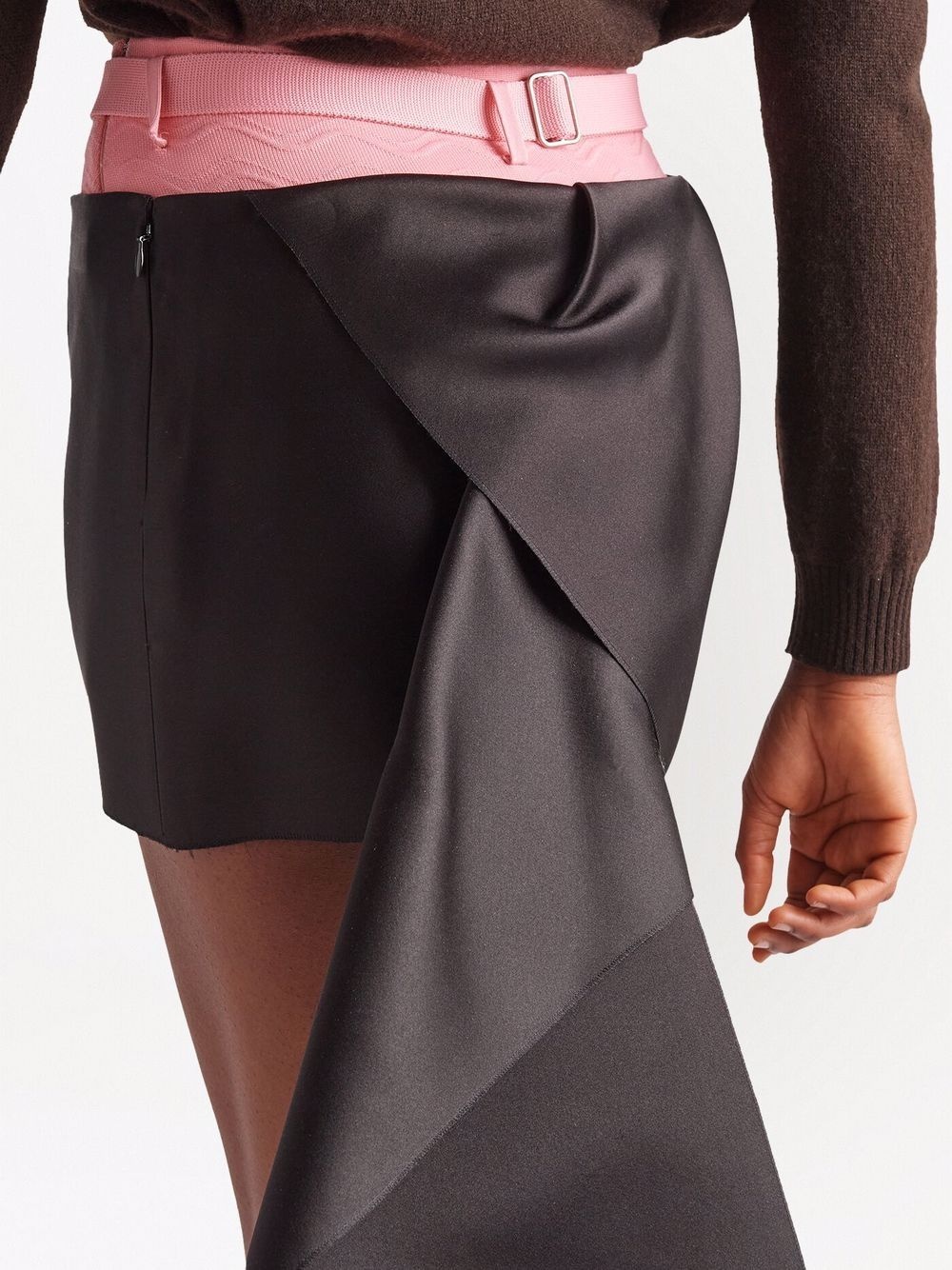 draped panel silk mini skirt - 5