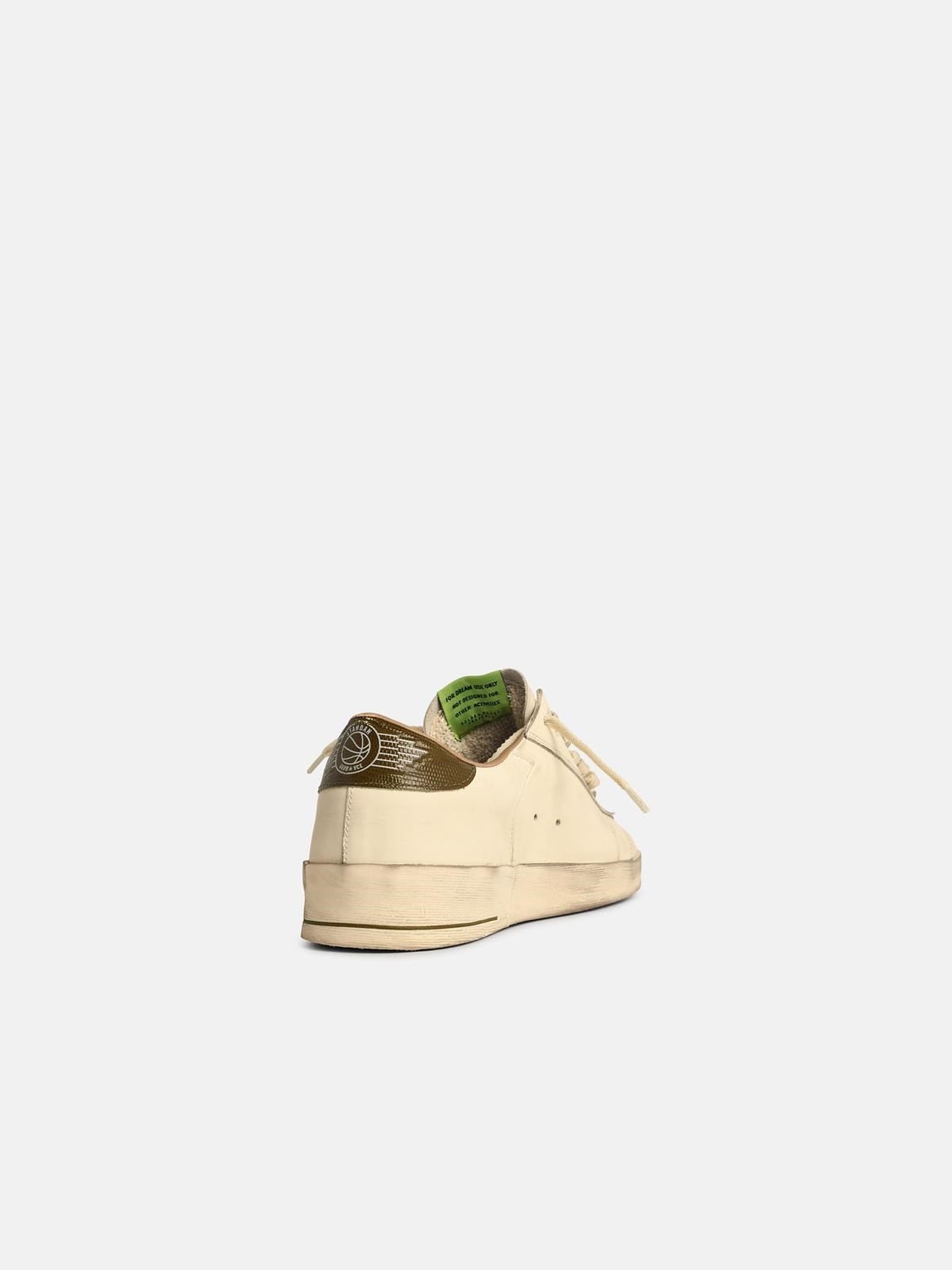'STARDAN' WHITE LEATHER SNEAKERS WITH GREEN STAR AND HEEL - 3