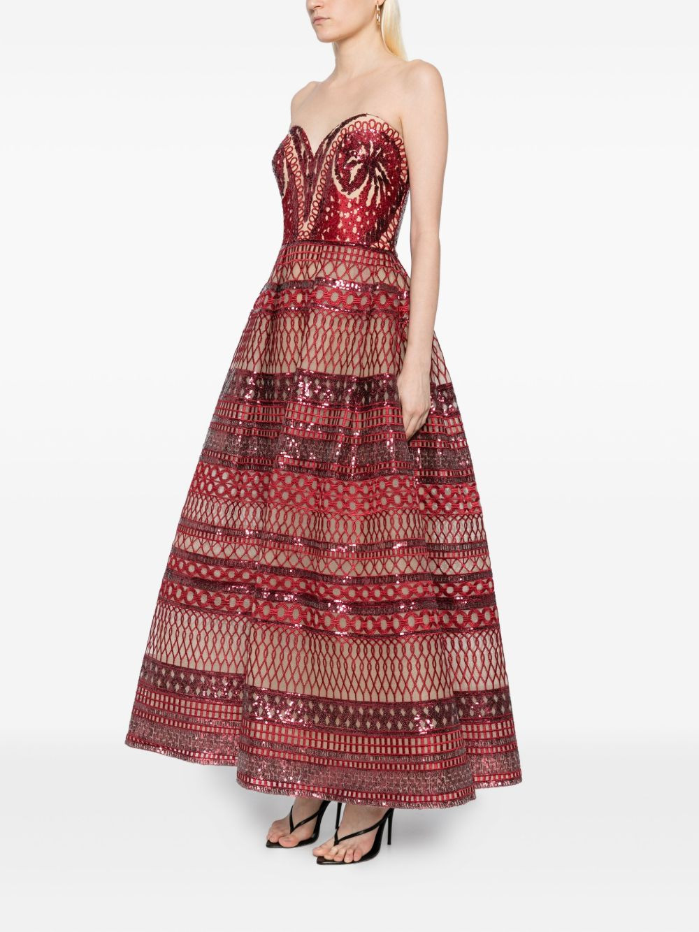 heart-shaped embroidered dress - 3