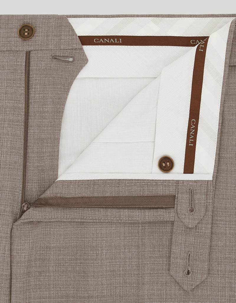 WALNUT WOOL REGULAR-FIT PANTS WITH MICRO-DESIGN 5