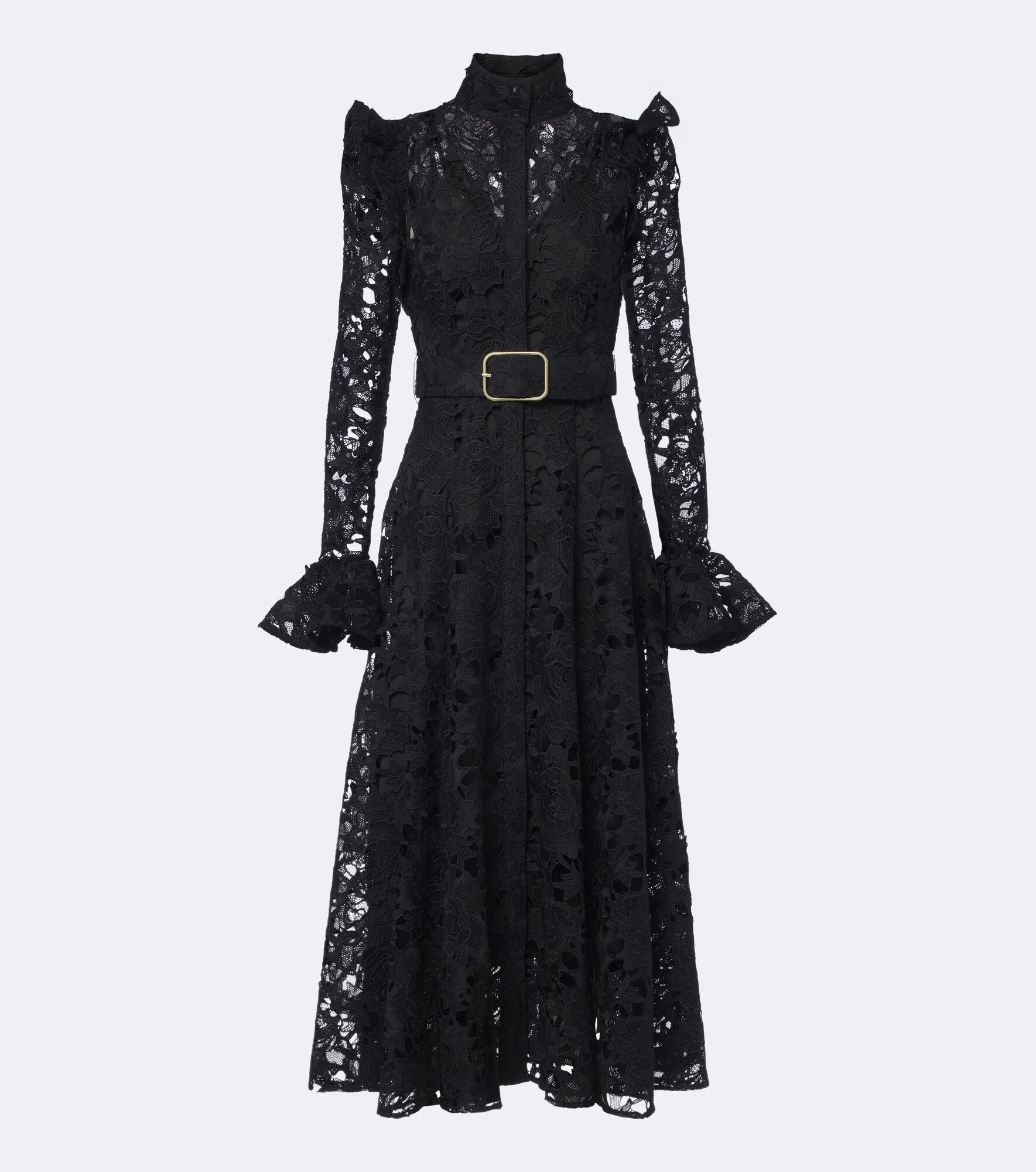Aliyah belted guipure lace midi dress - 1