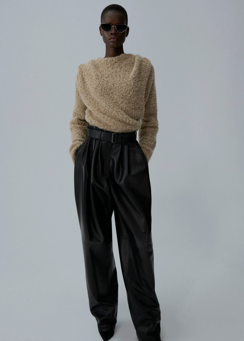 MAGDA BUTRYM Belted leather pants in black outlook