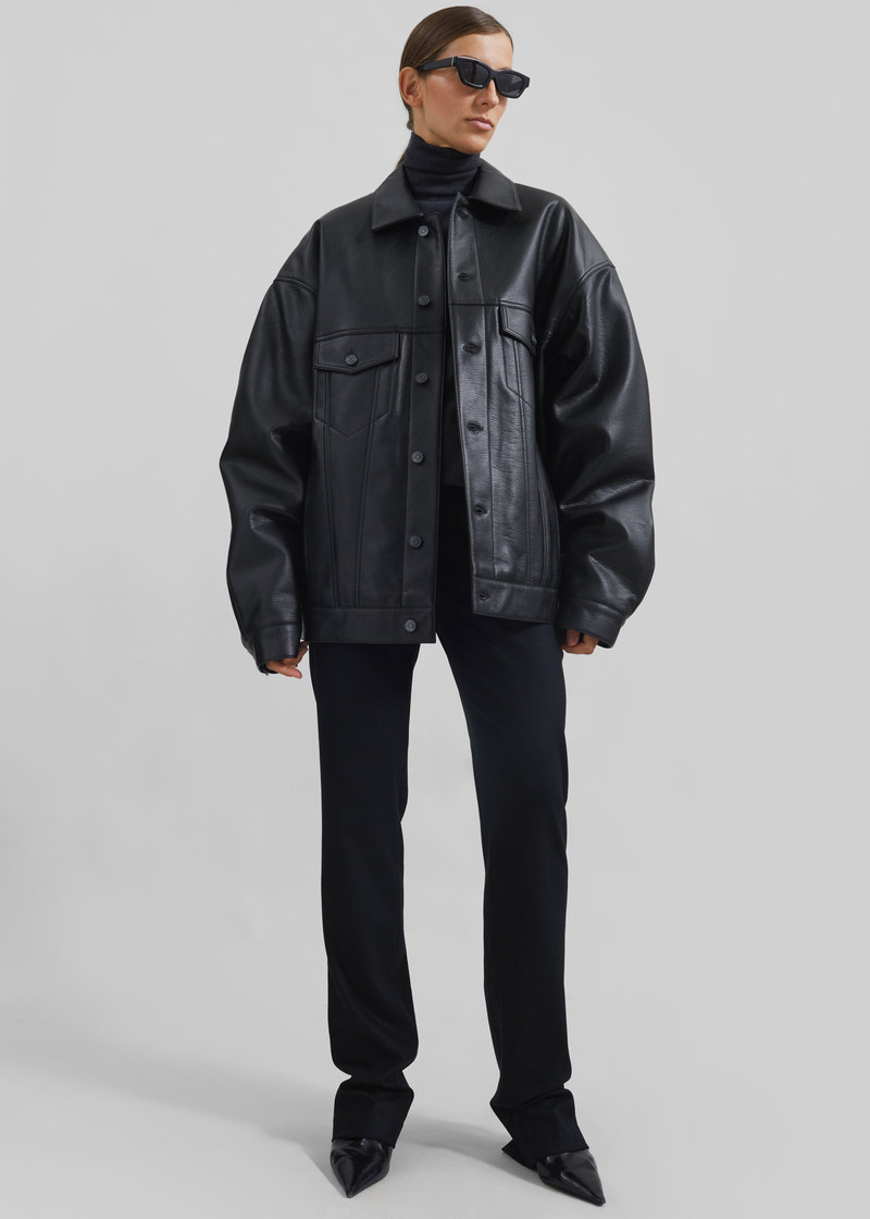 Conan Faux Leather Jacket - Black 4