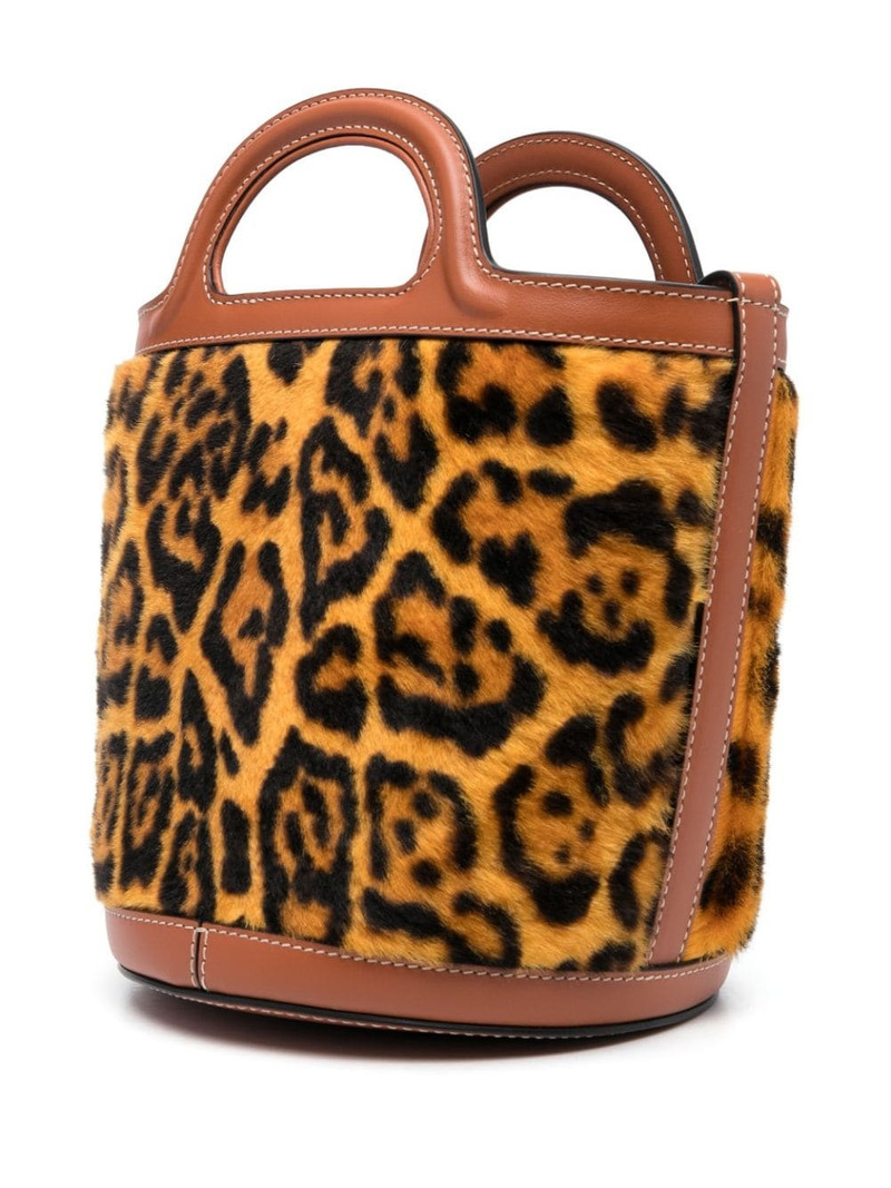 Leopard-print leather bucket bag 3