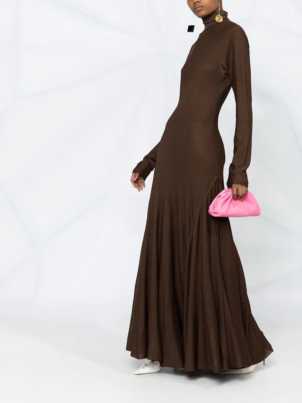 high-neck long-sleeve evening dress - 6