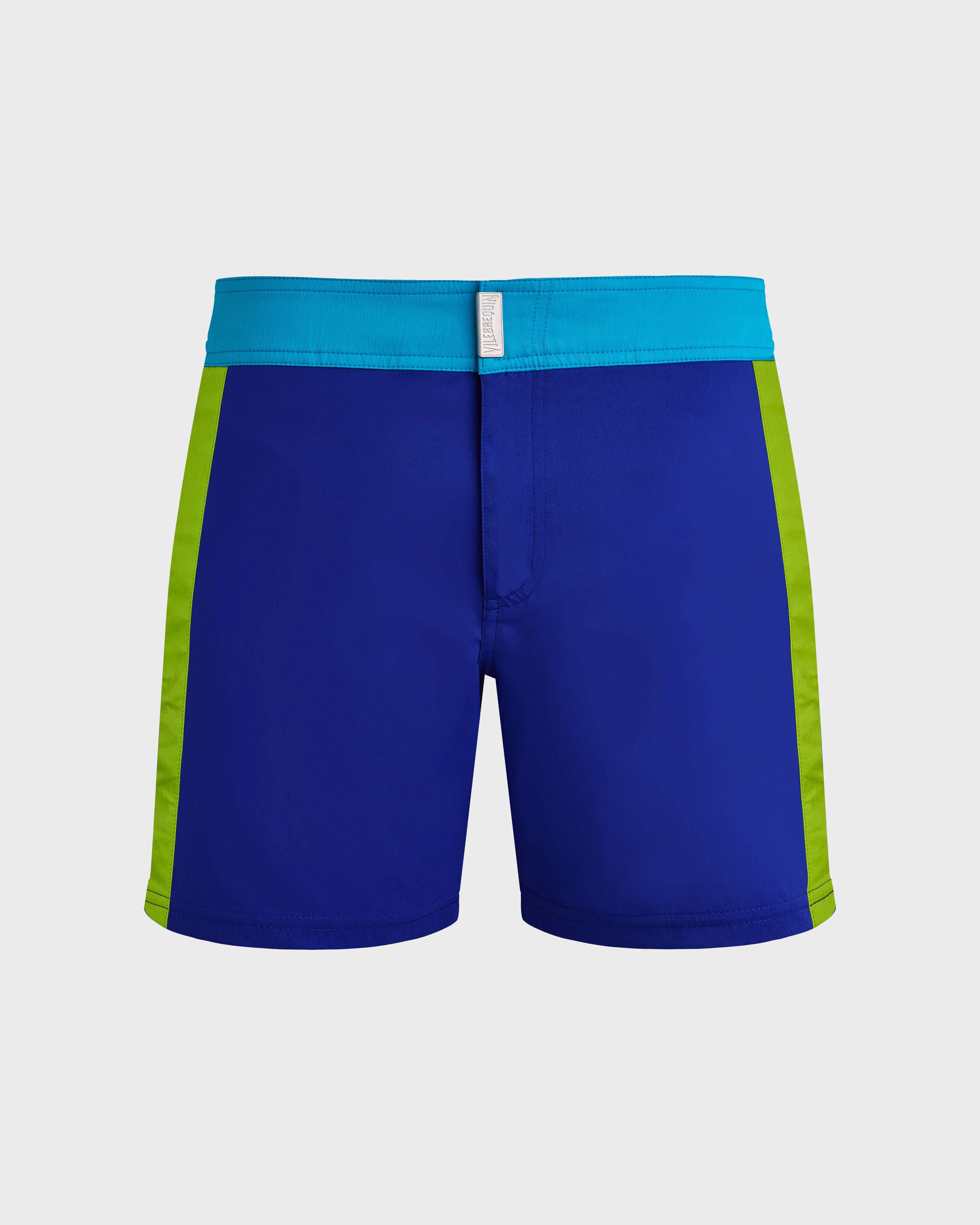 MEN STRETCH SWIM TRUNKS FLAT BELT COLOR BLOCK - 1