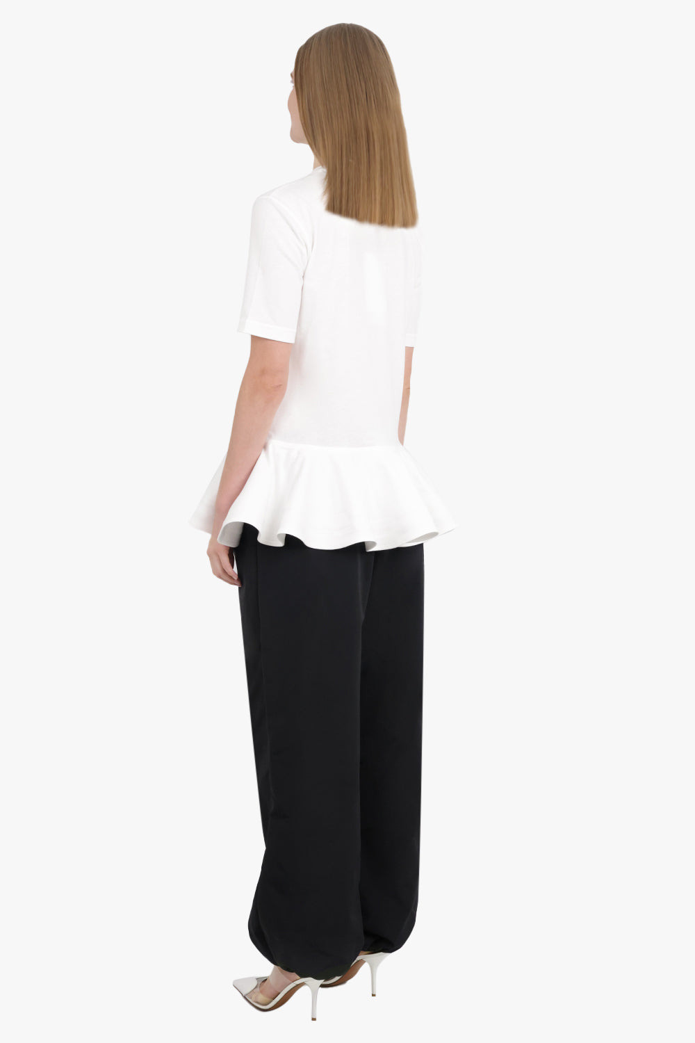 LOOSE FIT PEPLUM FLARE HEM T-SHIRT | WHITE - 6