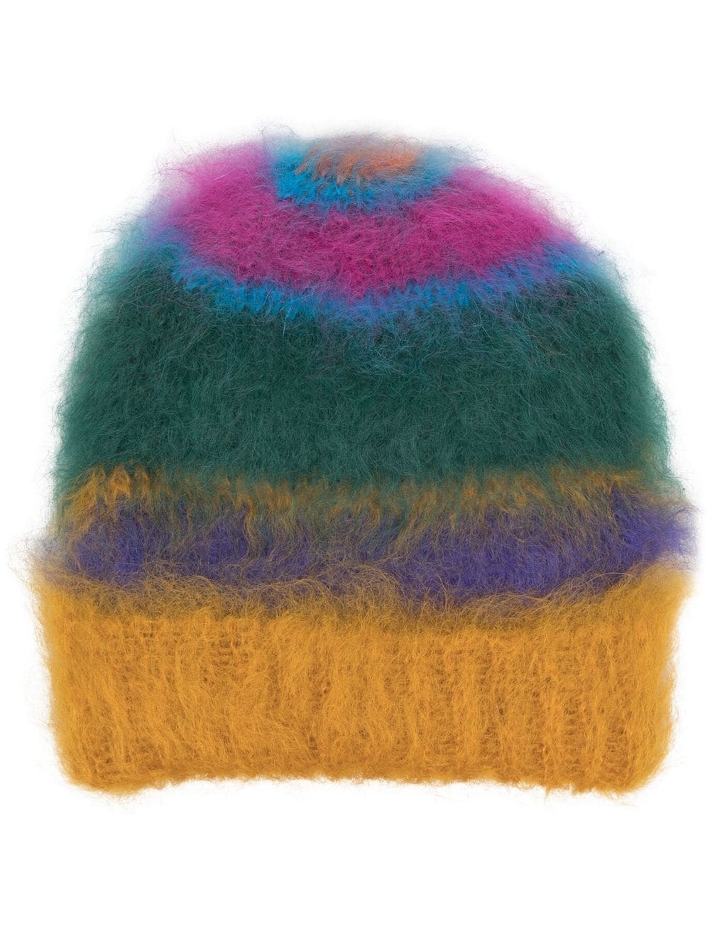 striped colour-block beanie hat - 1