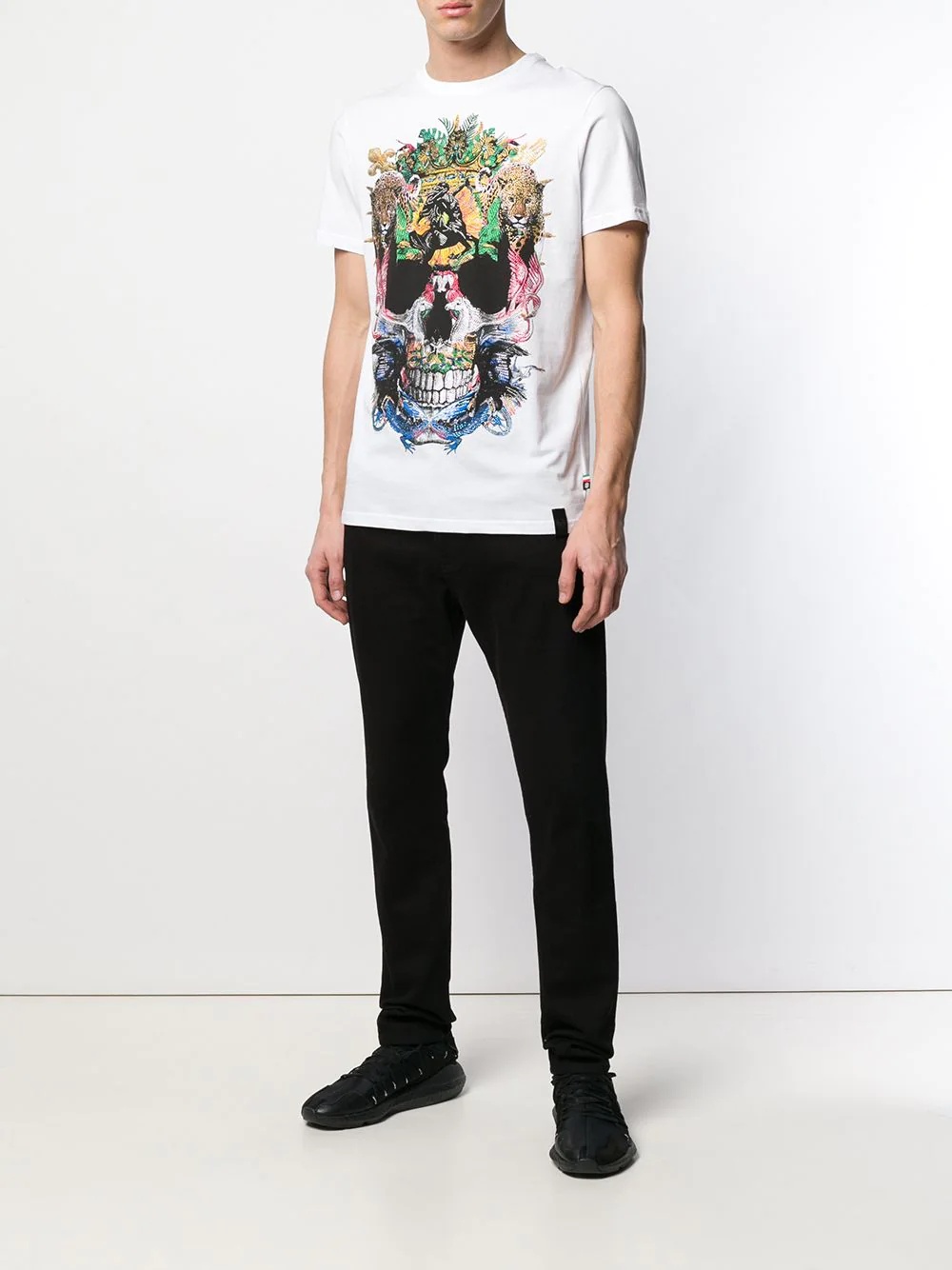 studded abstract skull T-shirt - 2