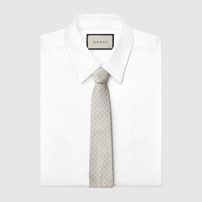 GUCCI Horsebit silk jacquard tie outlook
