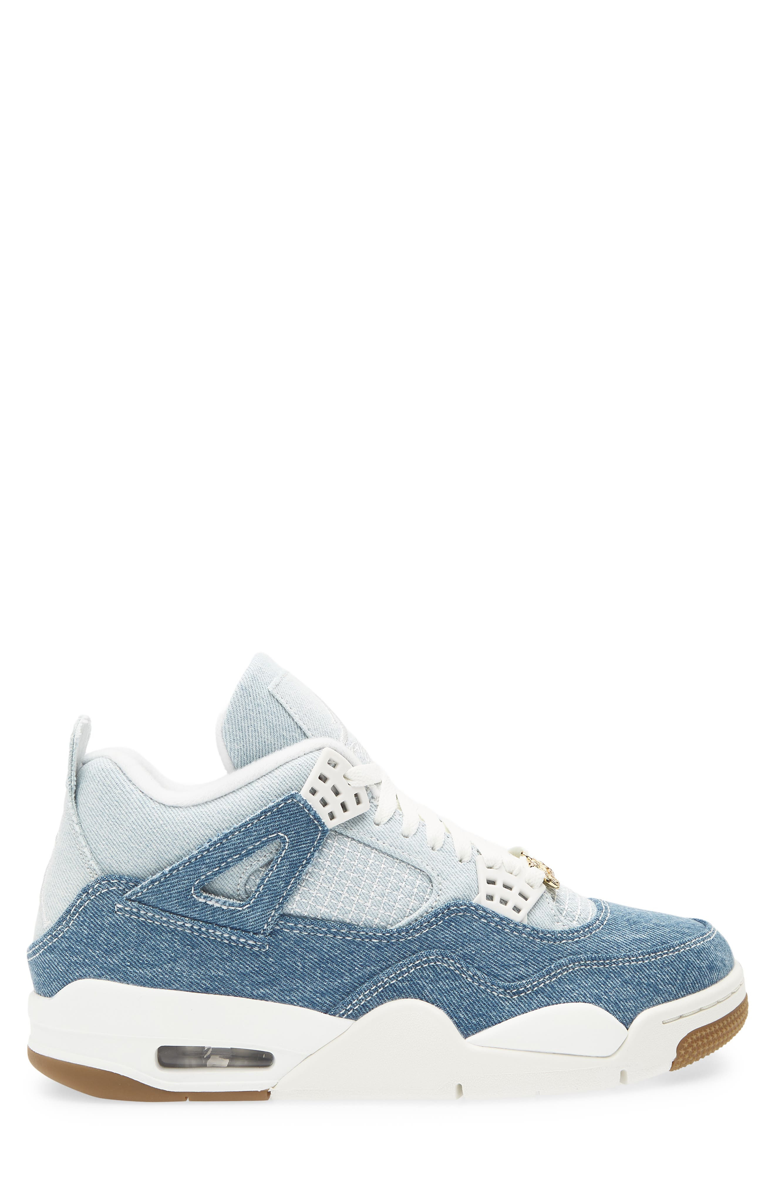 Air Jordan 4 Retro 'Worn Blue' Basketball Sneaker in Sail/Light Brown/Blue at Nordstrom - 4