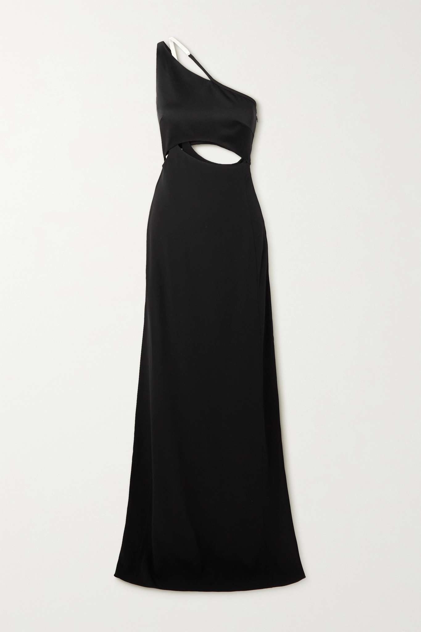 One-shoulder cutout satin and crepe gown - 1