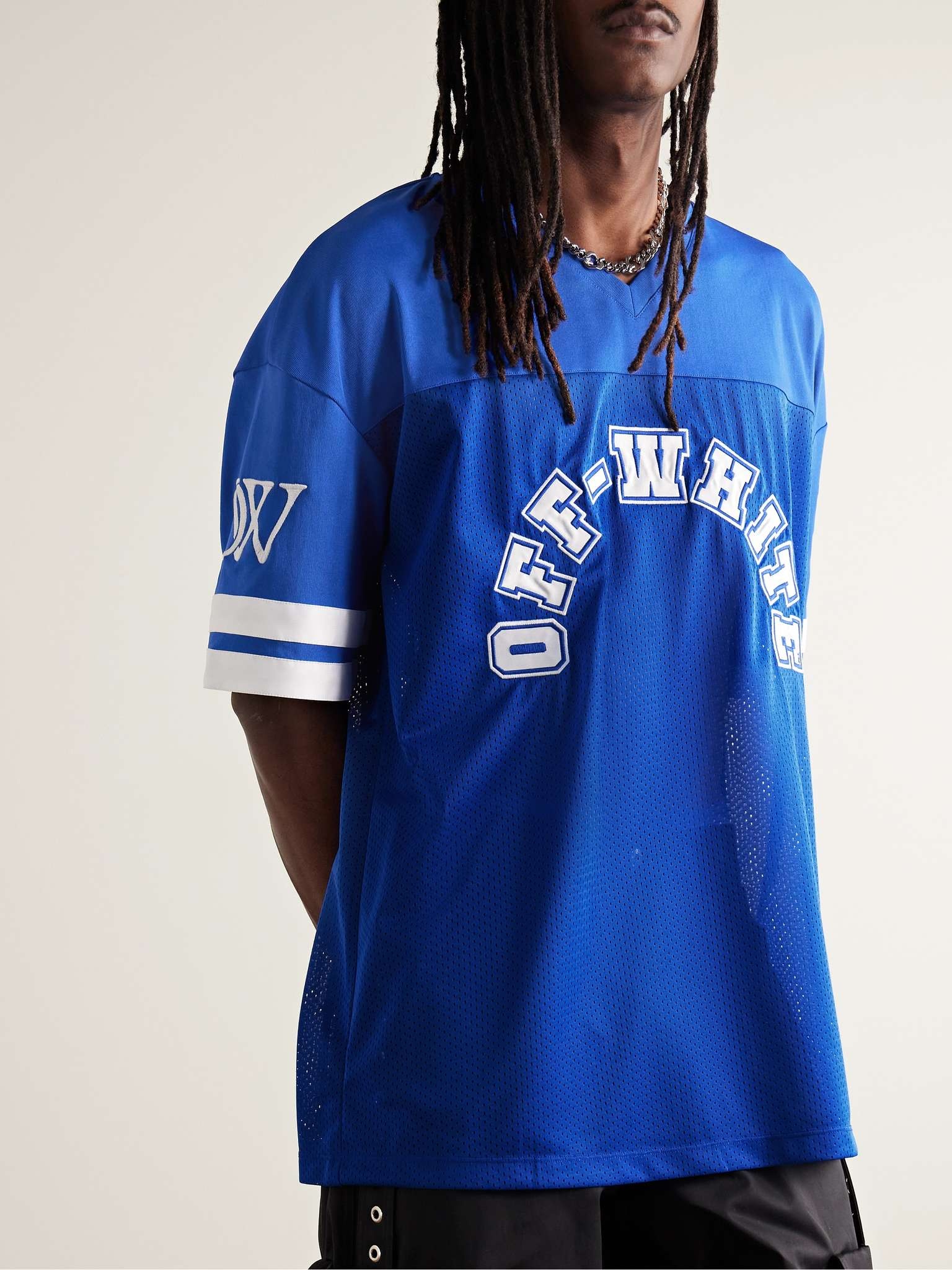 Logo-Appliquéd Embroidered Mesh and Jersey T-Shirt - 3