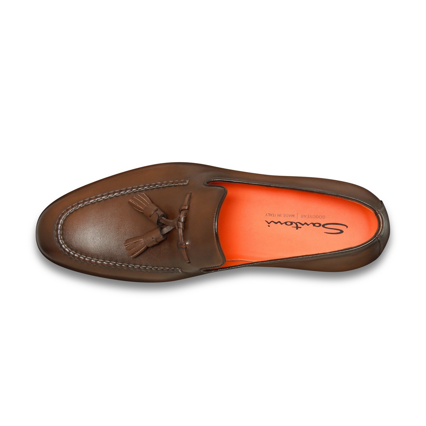 Men's polished brown leather tassel loafer - 5