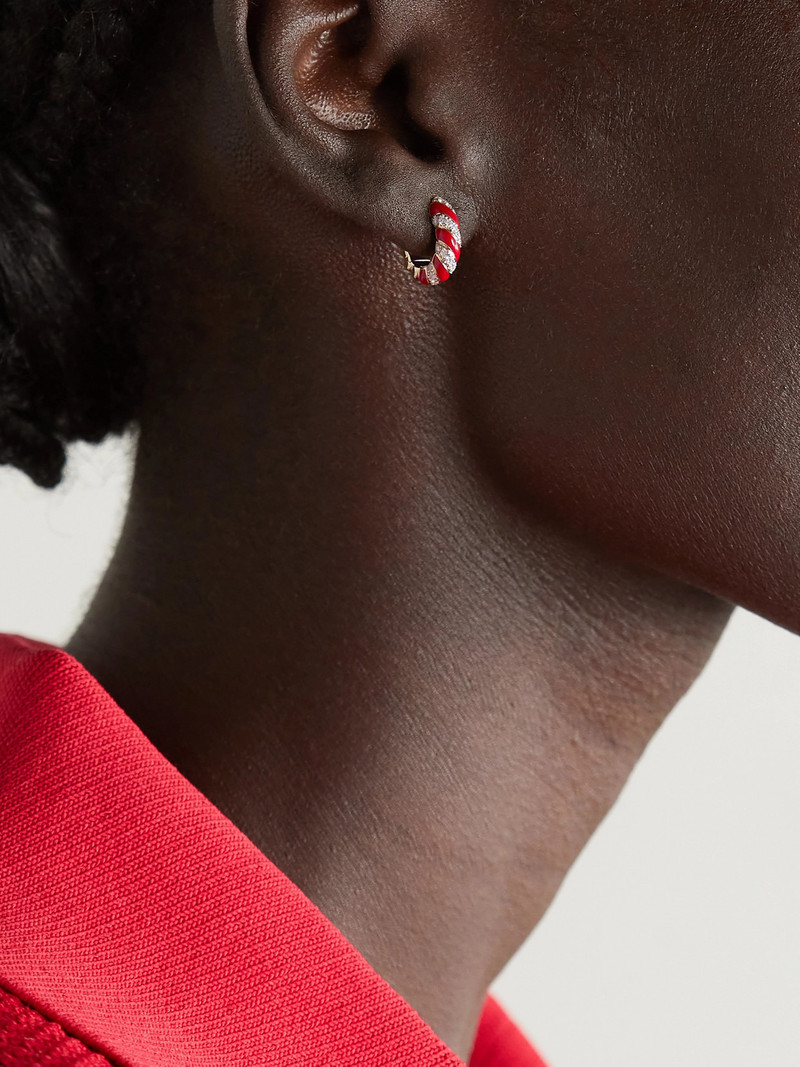 Yvonne Léon 9-karat Gold, Enamel And Diamond Earrings outlook