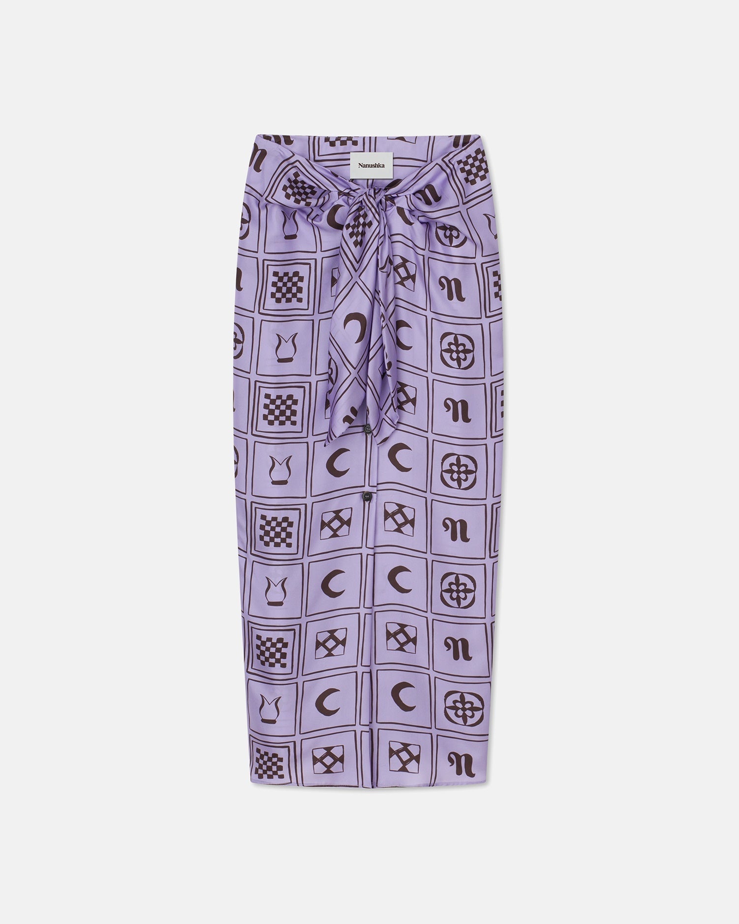 Printed Silk-Twill Sarong-Style Midi Skirt - 1