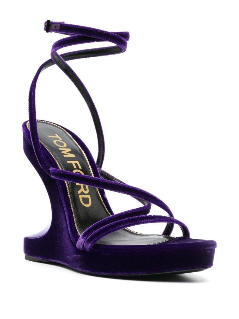 130mm wedge velvet sandals - 2