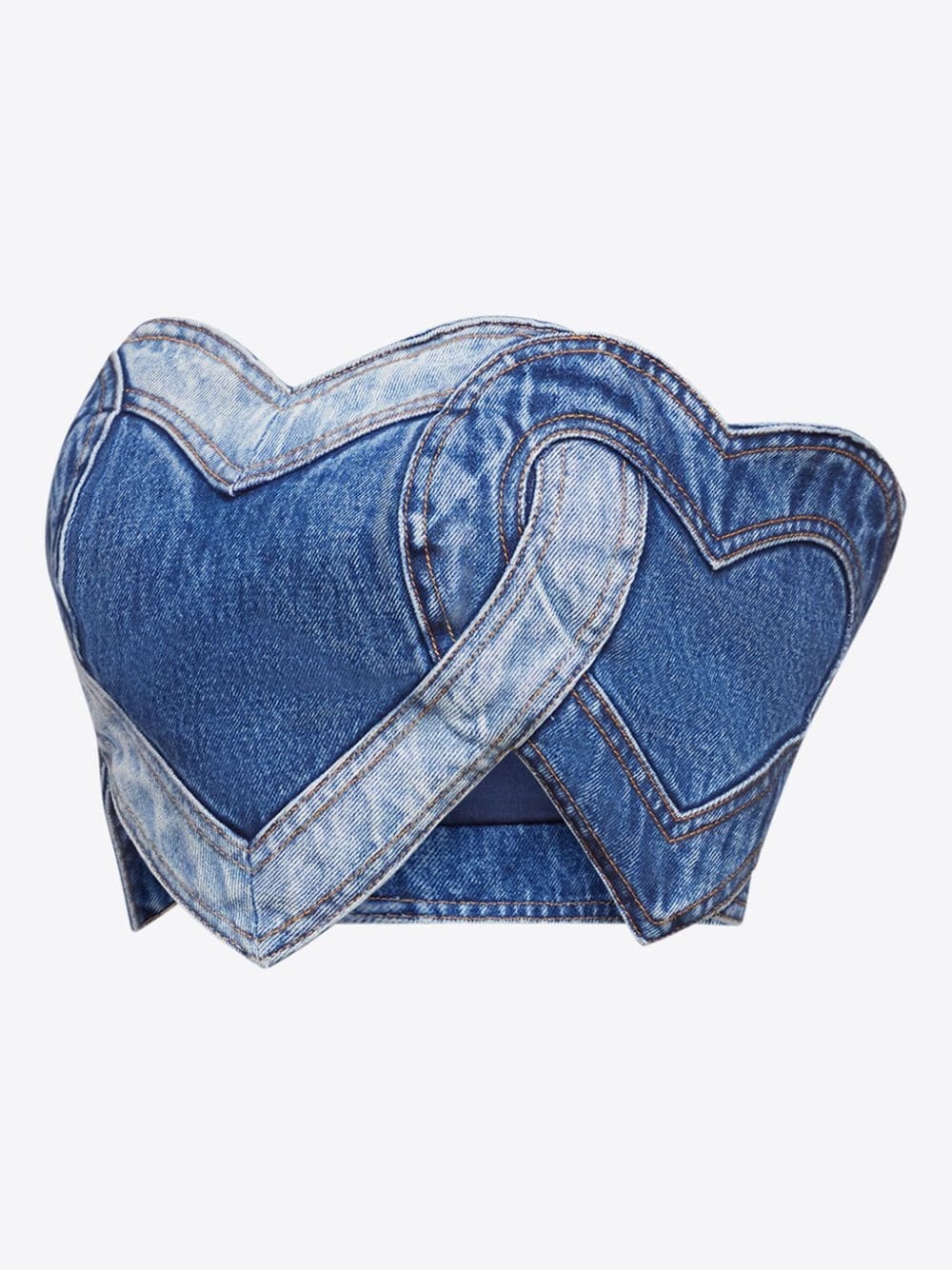 patchwork heart-motif denim bandeau - 6