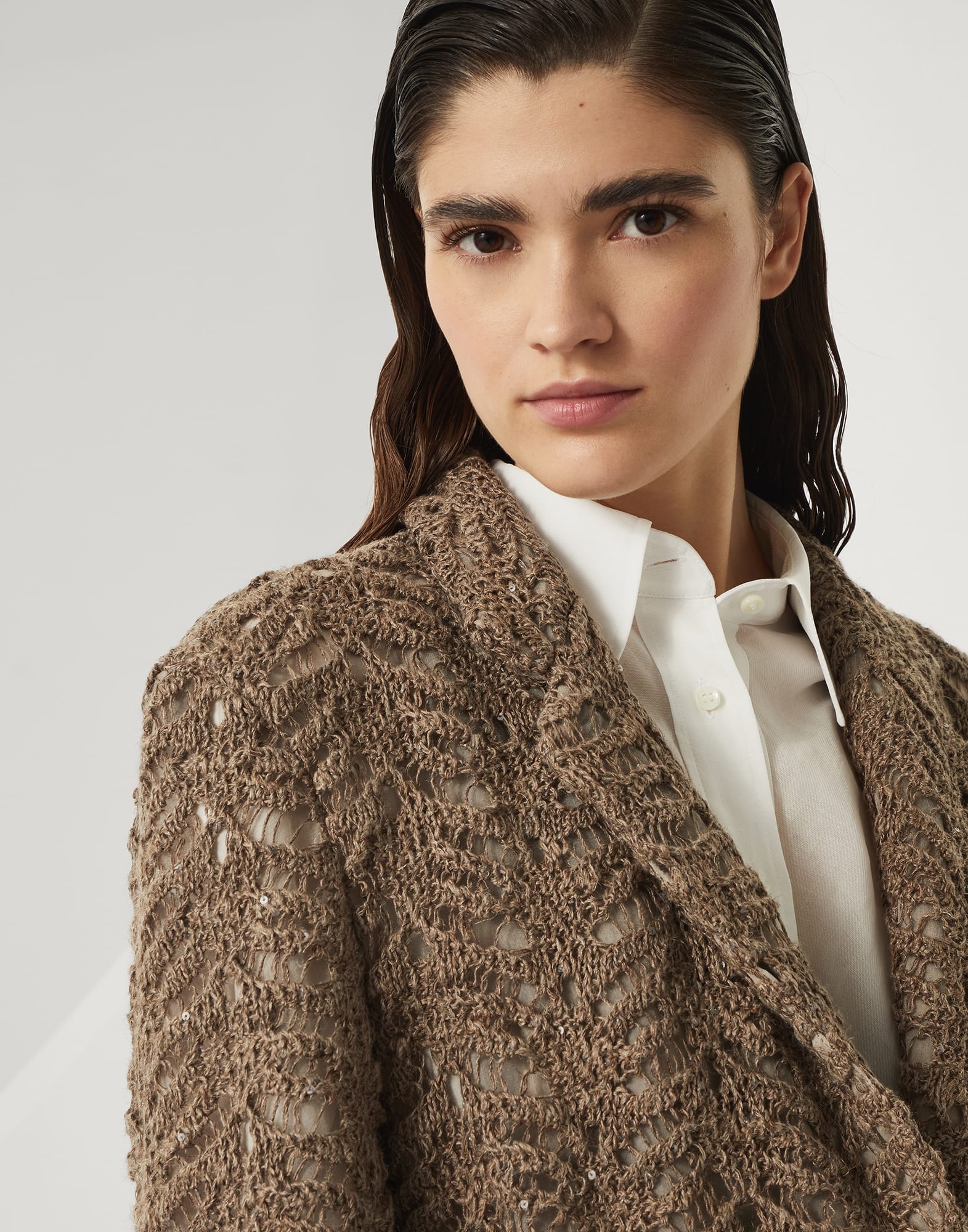 Foliage lace knit blazer in linen and silk Diamond yarn - 3