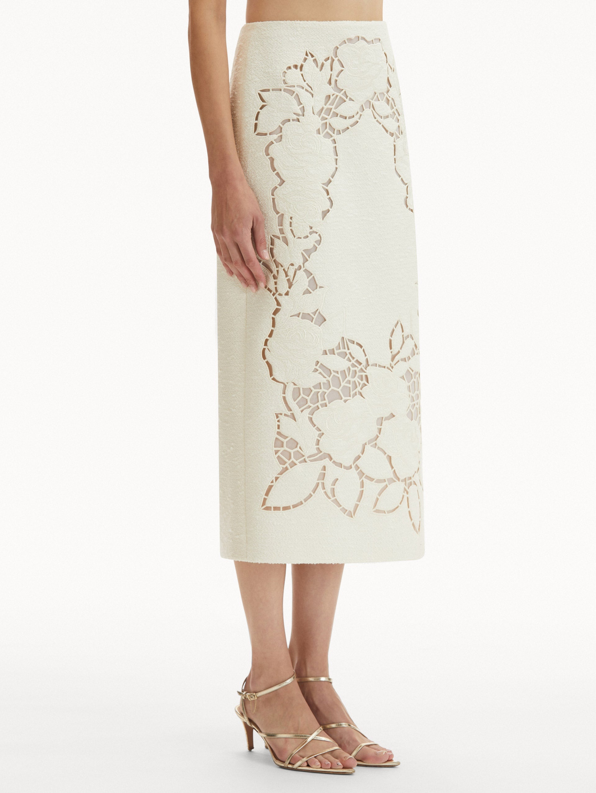 ENGLISH ROSE CUTOUT TWEED SKIRT - 5