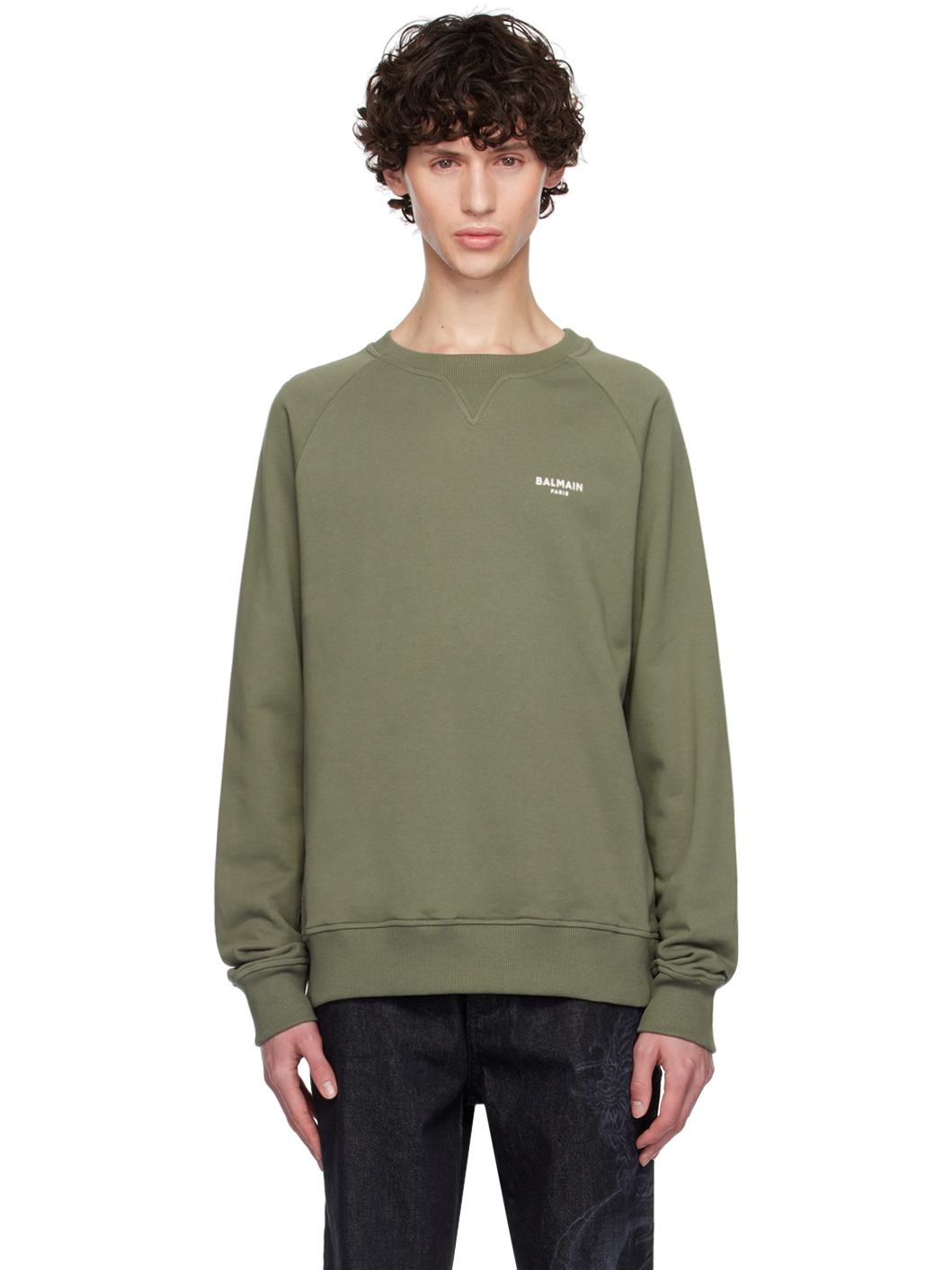 Khaki Flocked Logo Sweatshirt - 1