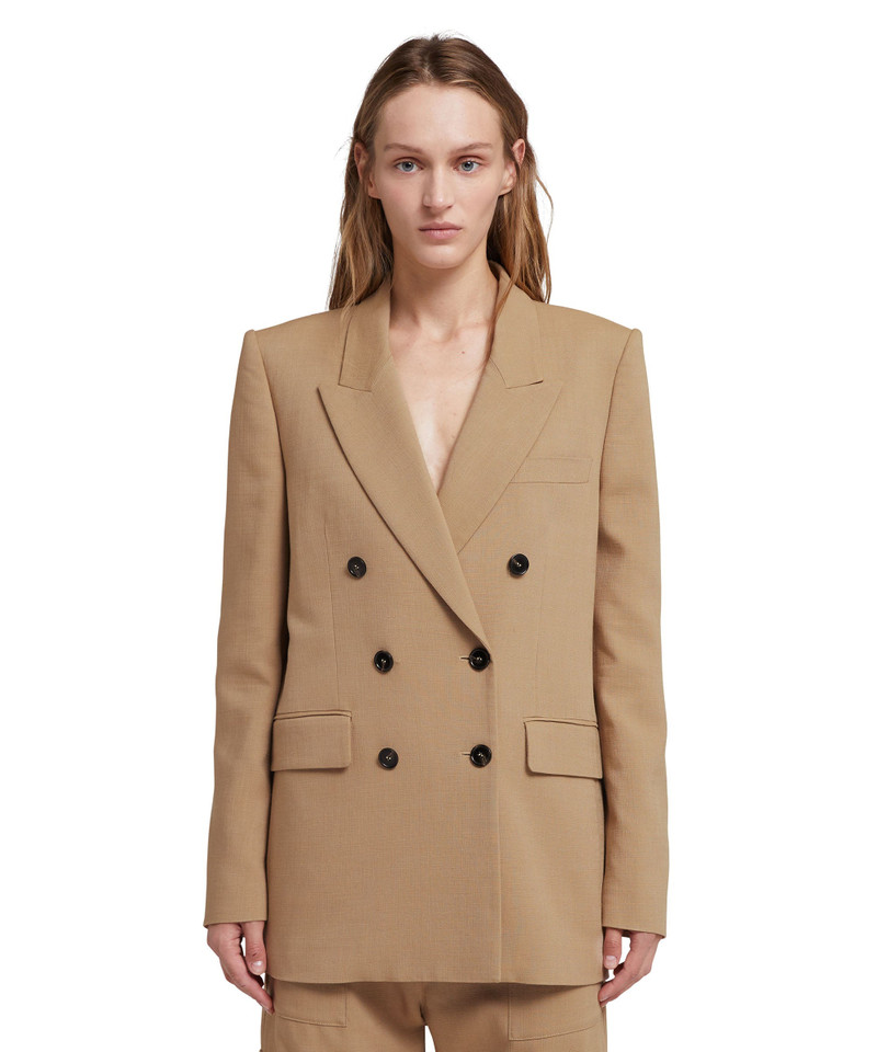 MSGM Flamed viscose canvas double-breasted jacket with fluid fabric lining and "desert flowers" print outlook