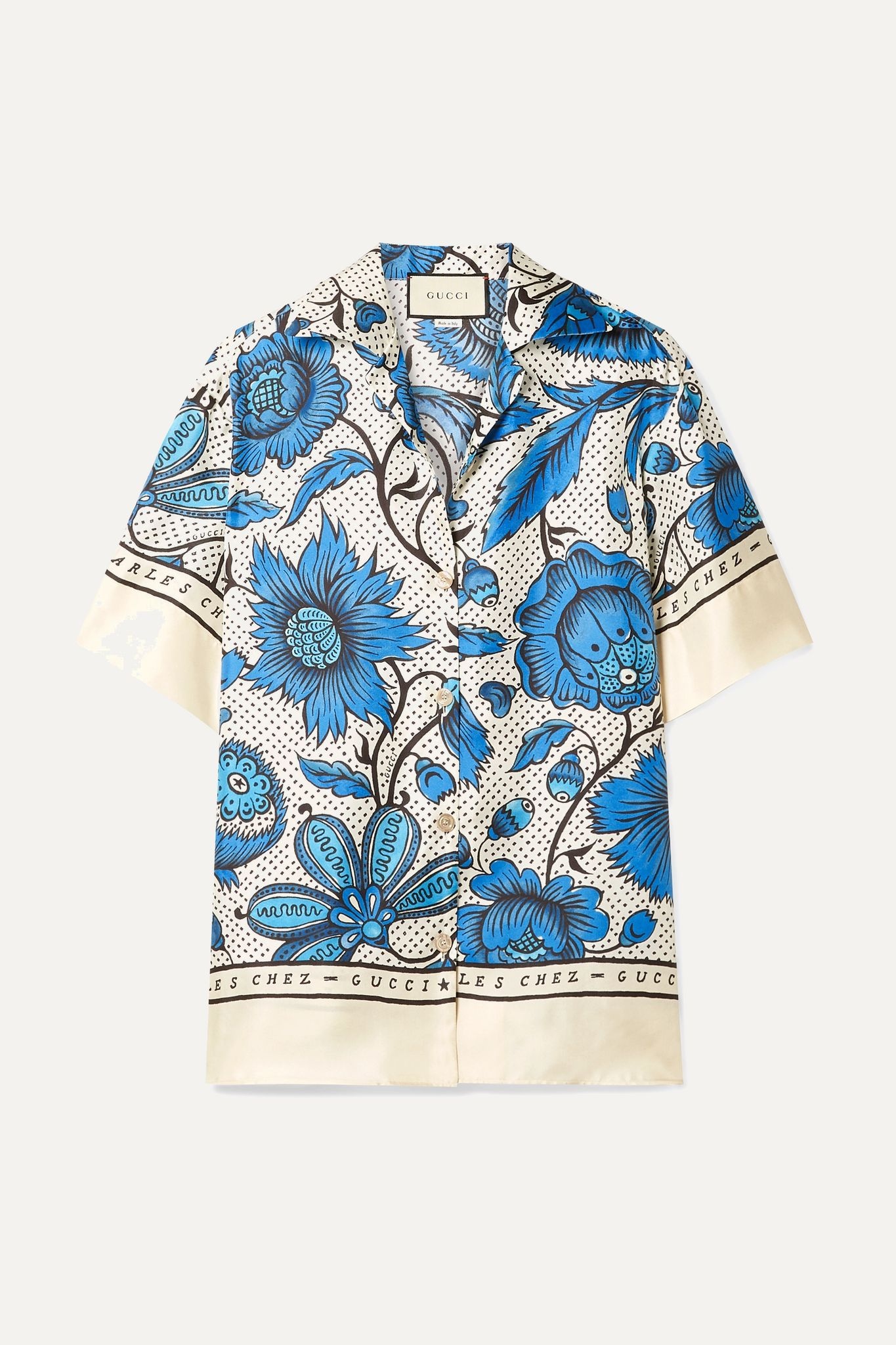 Floral-print silk-twill shirt - 1