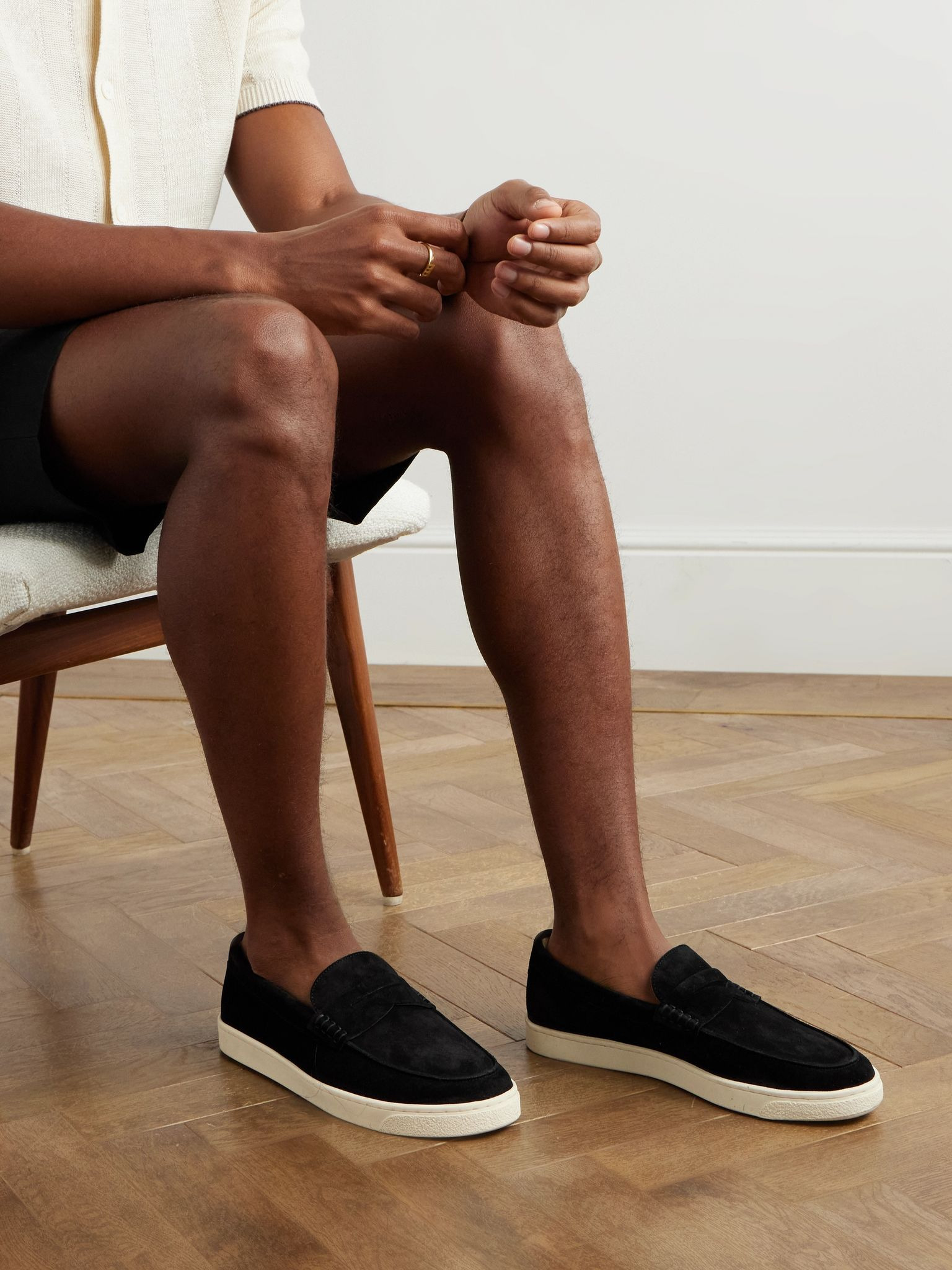 Suede Penny Loafers Black - 2