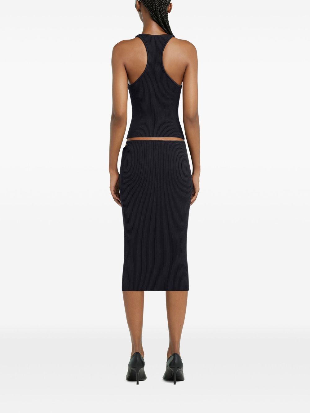ribbed-knit midi skirt - 4