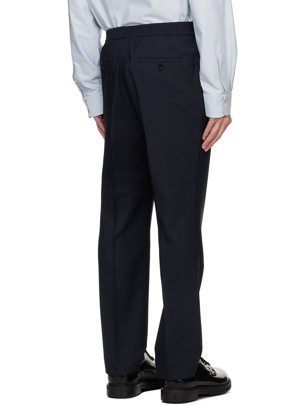 Navy Elasticized Waist Trousers - 3
